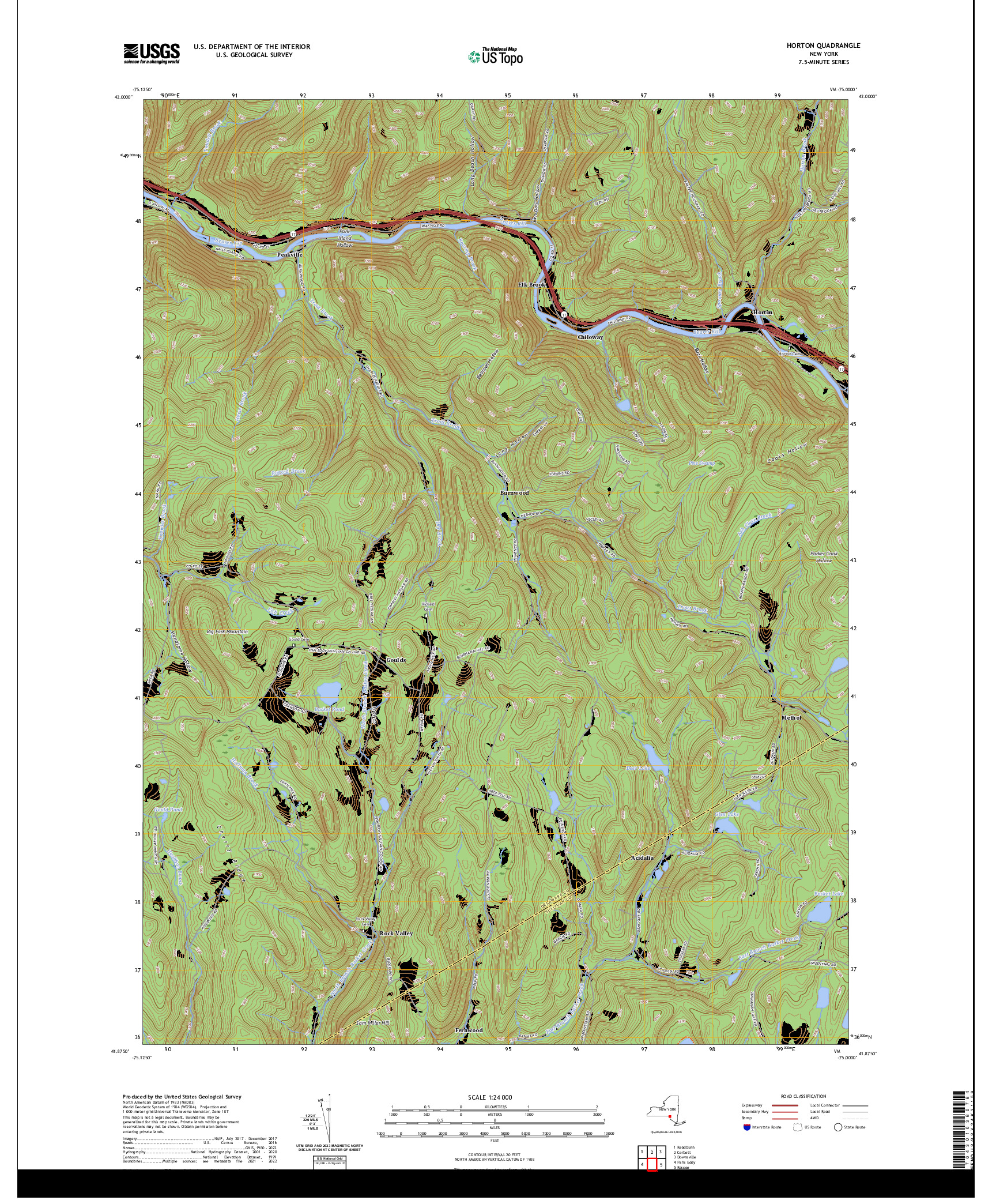 US TOPO 7.5-MINUTE MAP FOR HORTON, NY