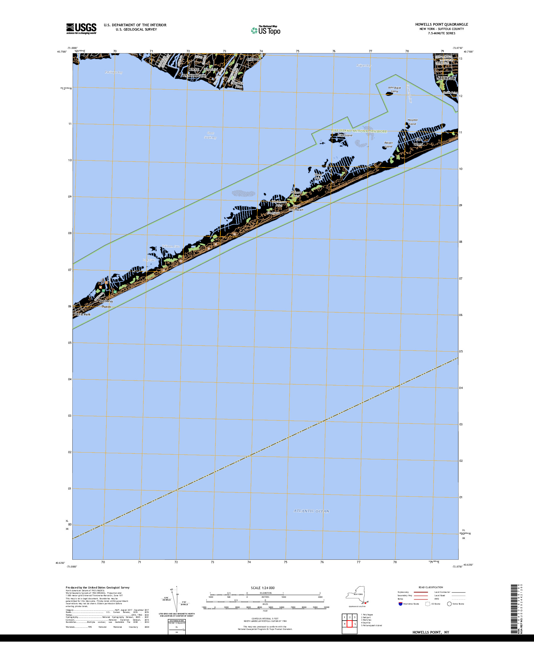 US TOPO 7.5-MINUTE MAP FOR HOWELLS POINT, NY