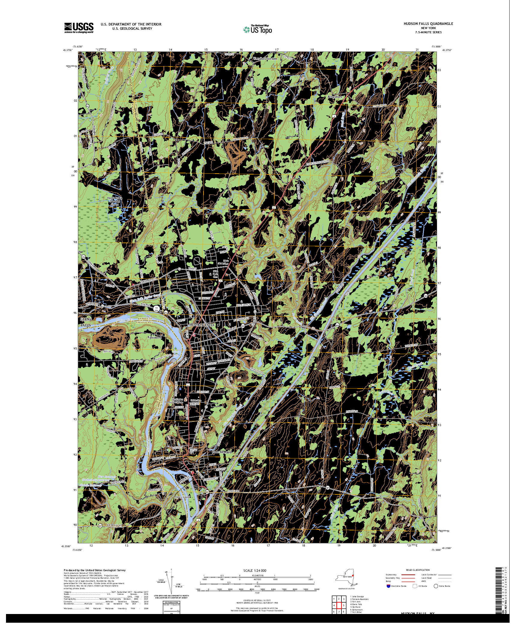 US TOPO 7.5-MINUTE MAP FOR HUDSON FALLS, NY