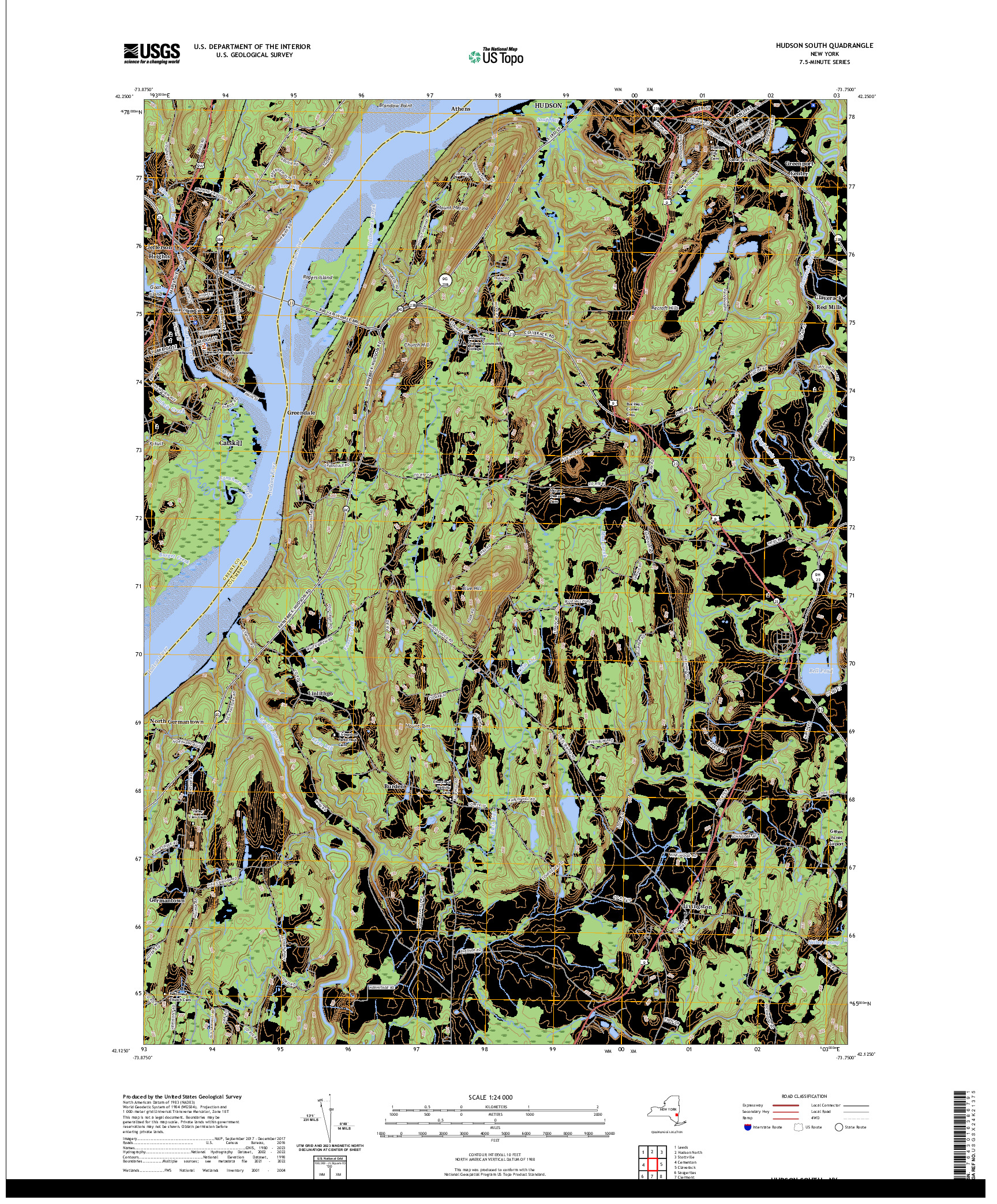 US TOPO 7.5-MINUTE MAP FOR HUDSON SOUTH, NY