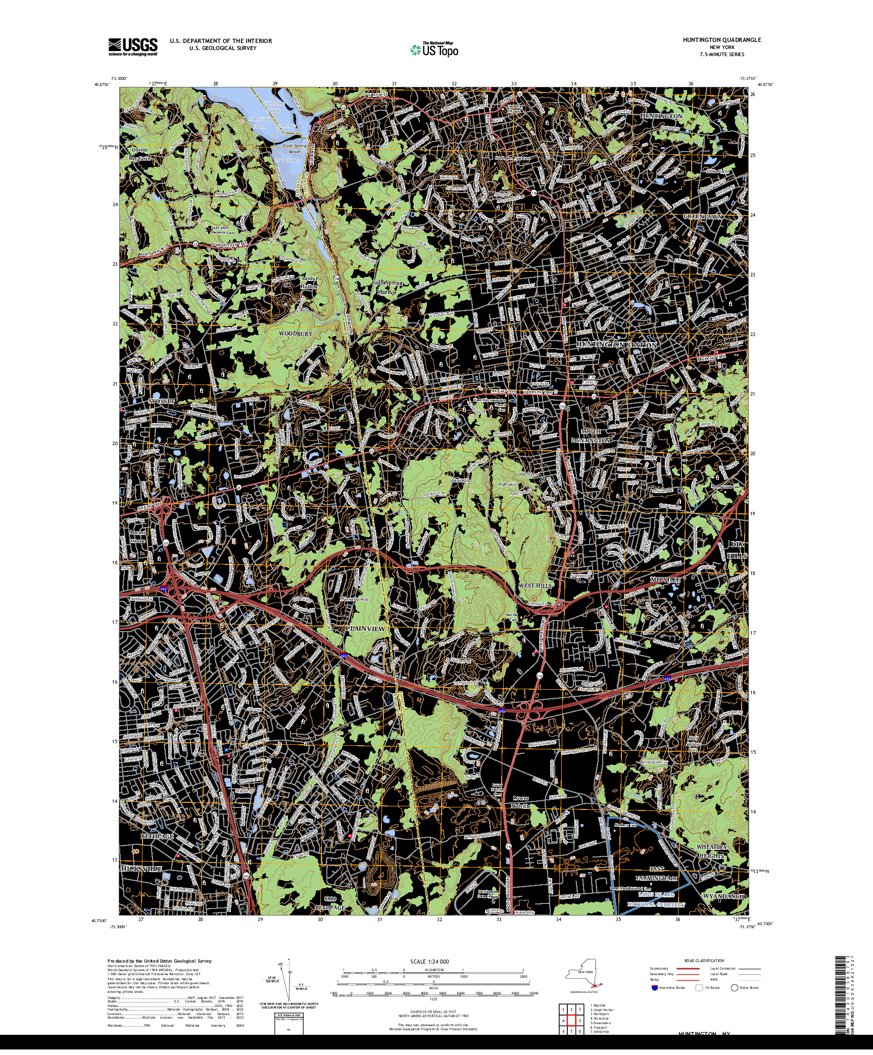 US TOPO 7.5-MINUTE MAP FOR HUNTINGTON, NY