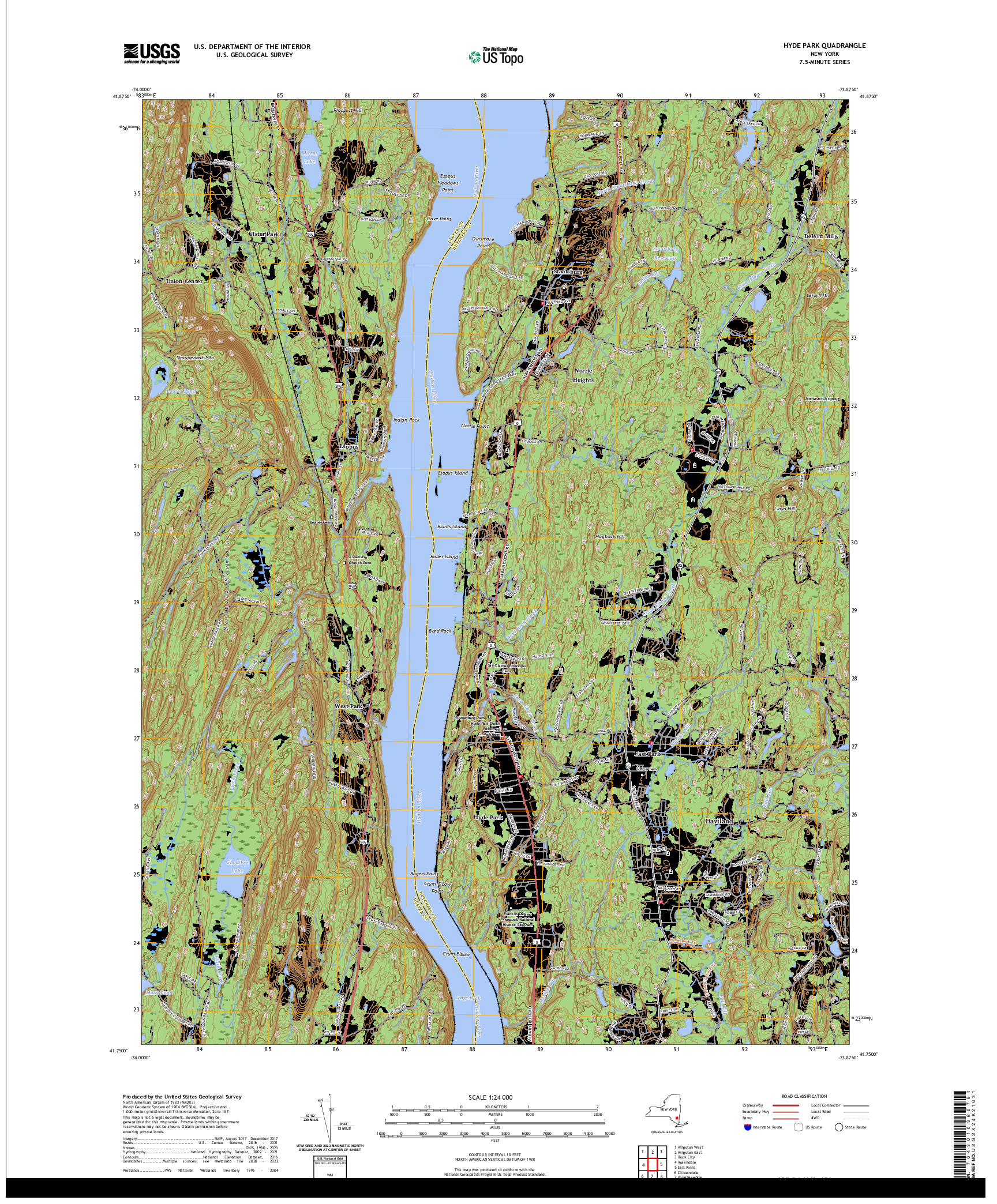 US TOPO 7.5-MINUTE MAP FOR HYDE PARK, NY