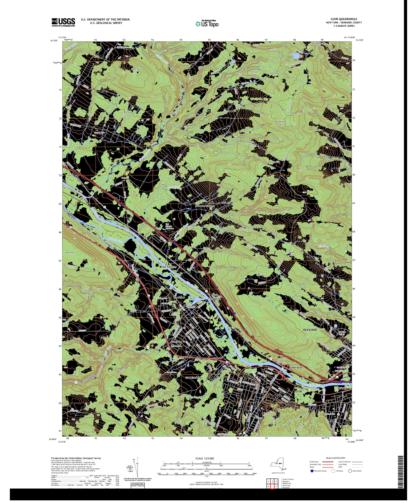 US TOPO 7.5-MINUTE MAP FOR ILION, NY