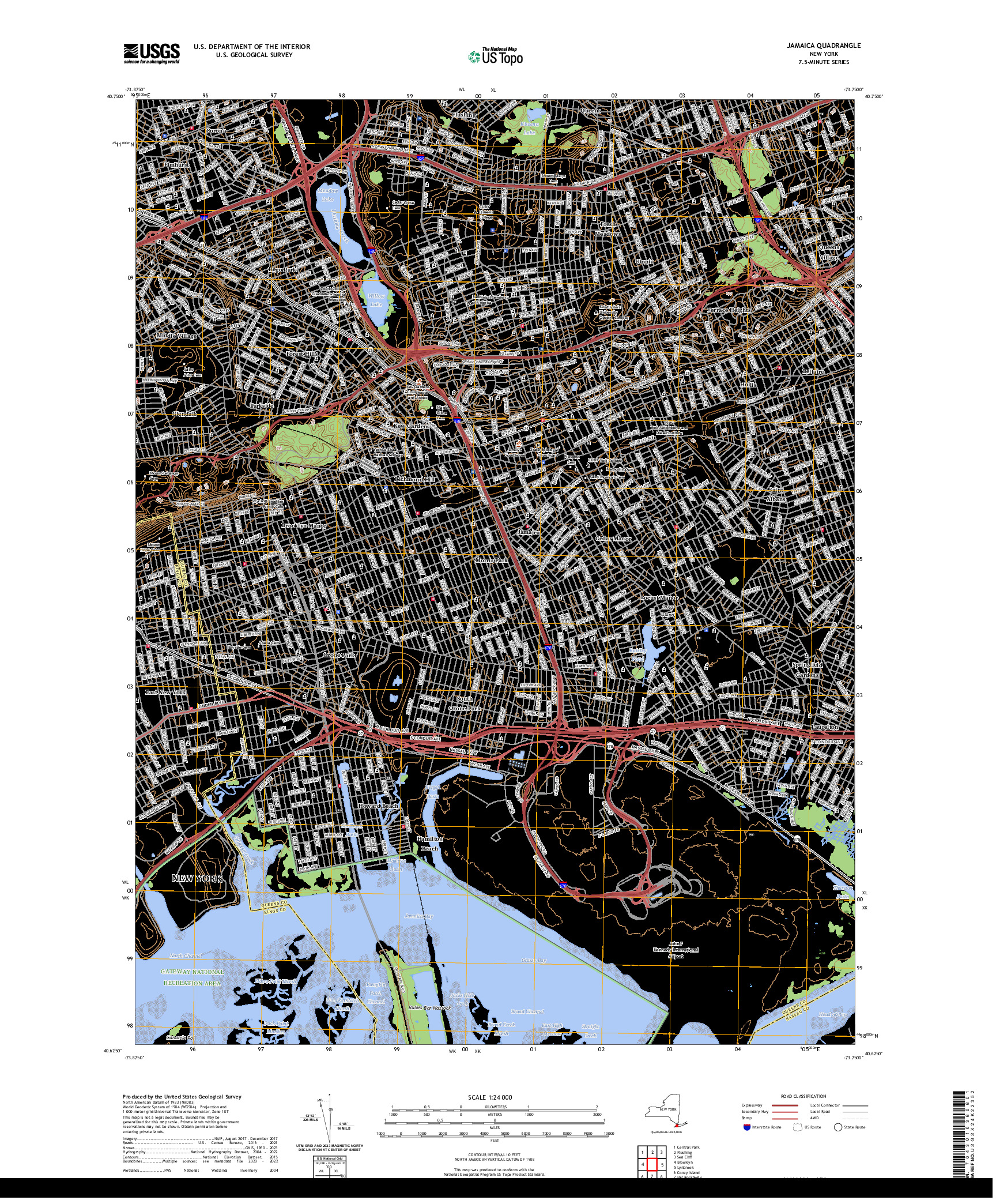 US TOPO 7.5-MINUTE MAP FOR JAMAICA, NY