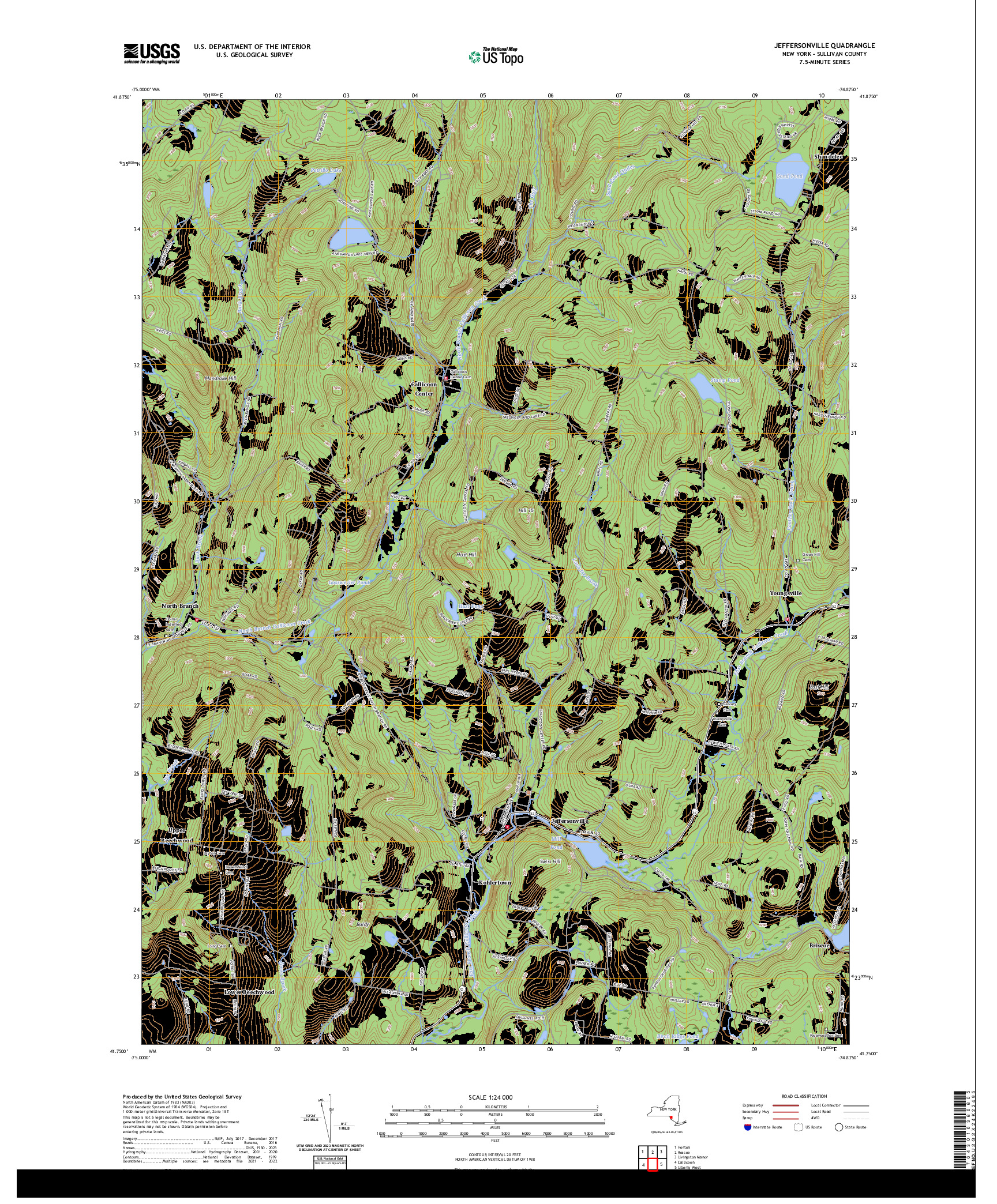 US TOPO 7.5-MINUTE MAP FOR JEFFERSONVILLE, NY