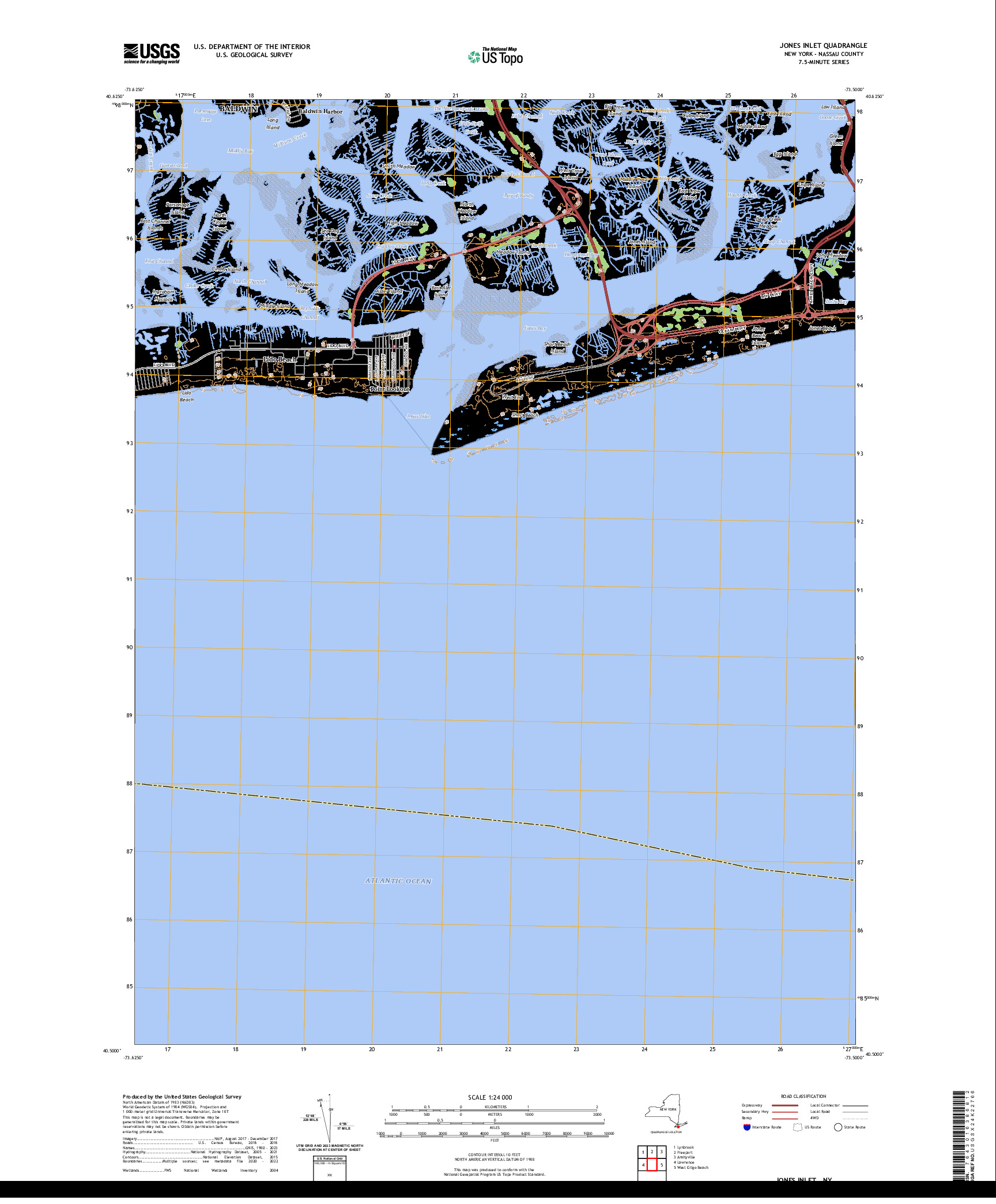 US TOPO 7.5-MINUTE MAP FOR JONES INLET, NY