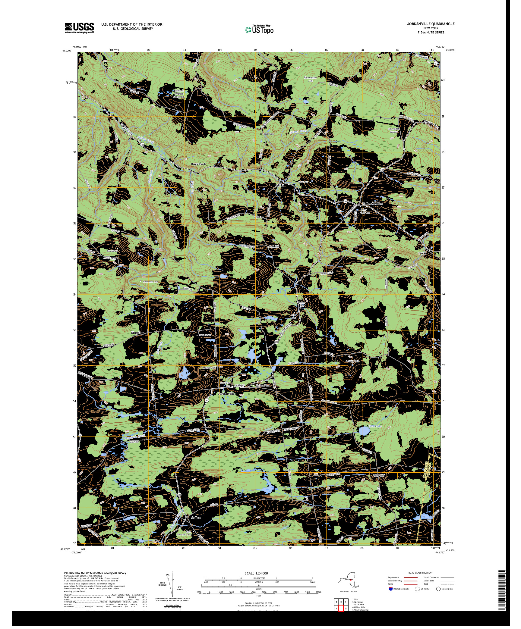 US TOPO 7.5-MINUTE MAP FOR JORDANVILLE, NY