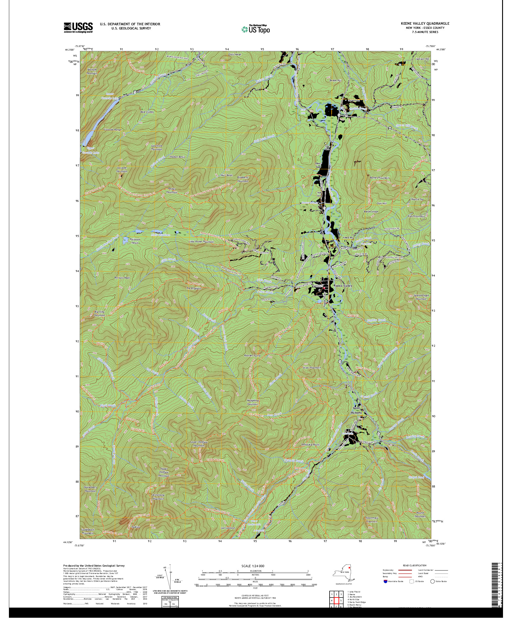 US TOPO 7.5-MINUTE MAP FOR KEENE VALLEY, NY