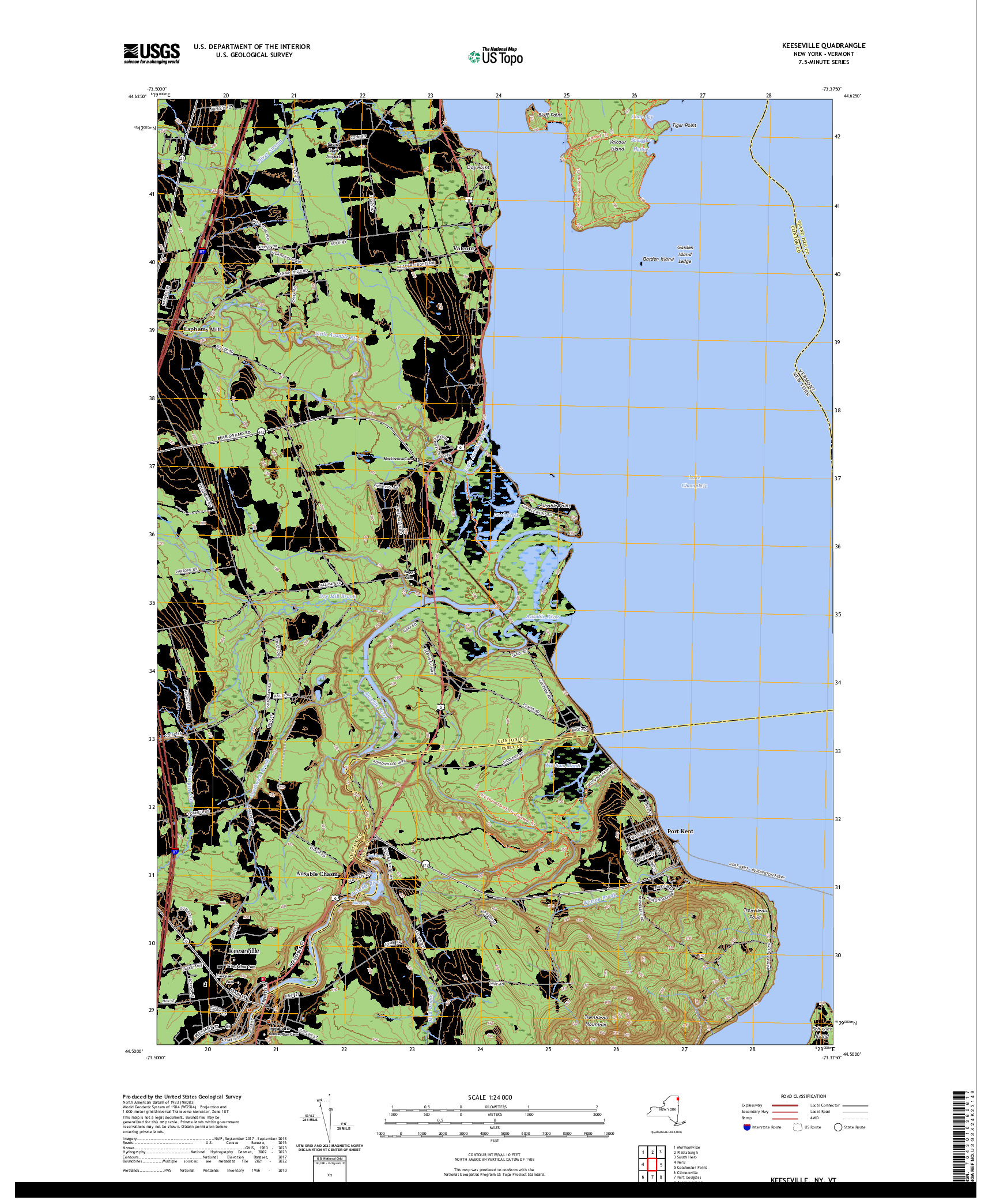 US TOPO 7.5-MINUTE MAP FOR KEESEVILLE, NY,VT