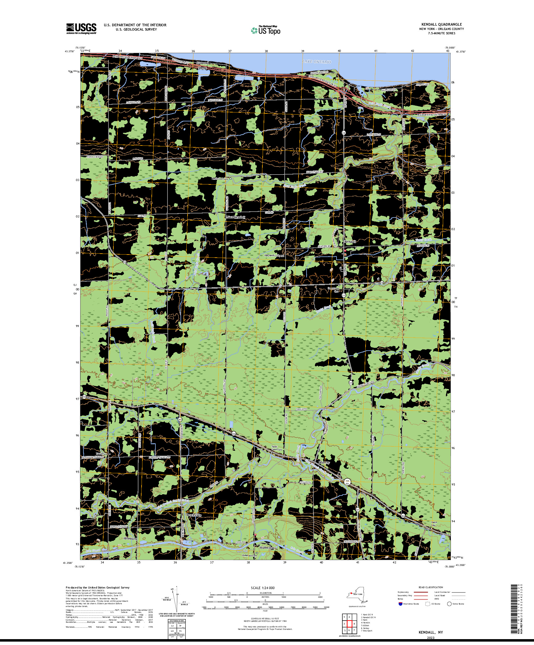 US TOPO 7.5-MINUTE MAP FOR KENDALL, NY