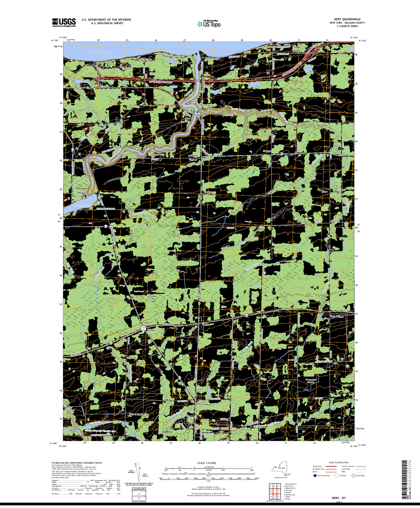 US TOPO 7.5-MINUTE MAP FOR KENT, NY