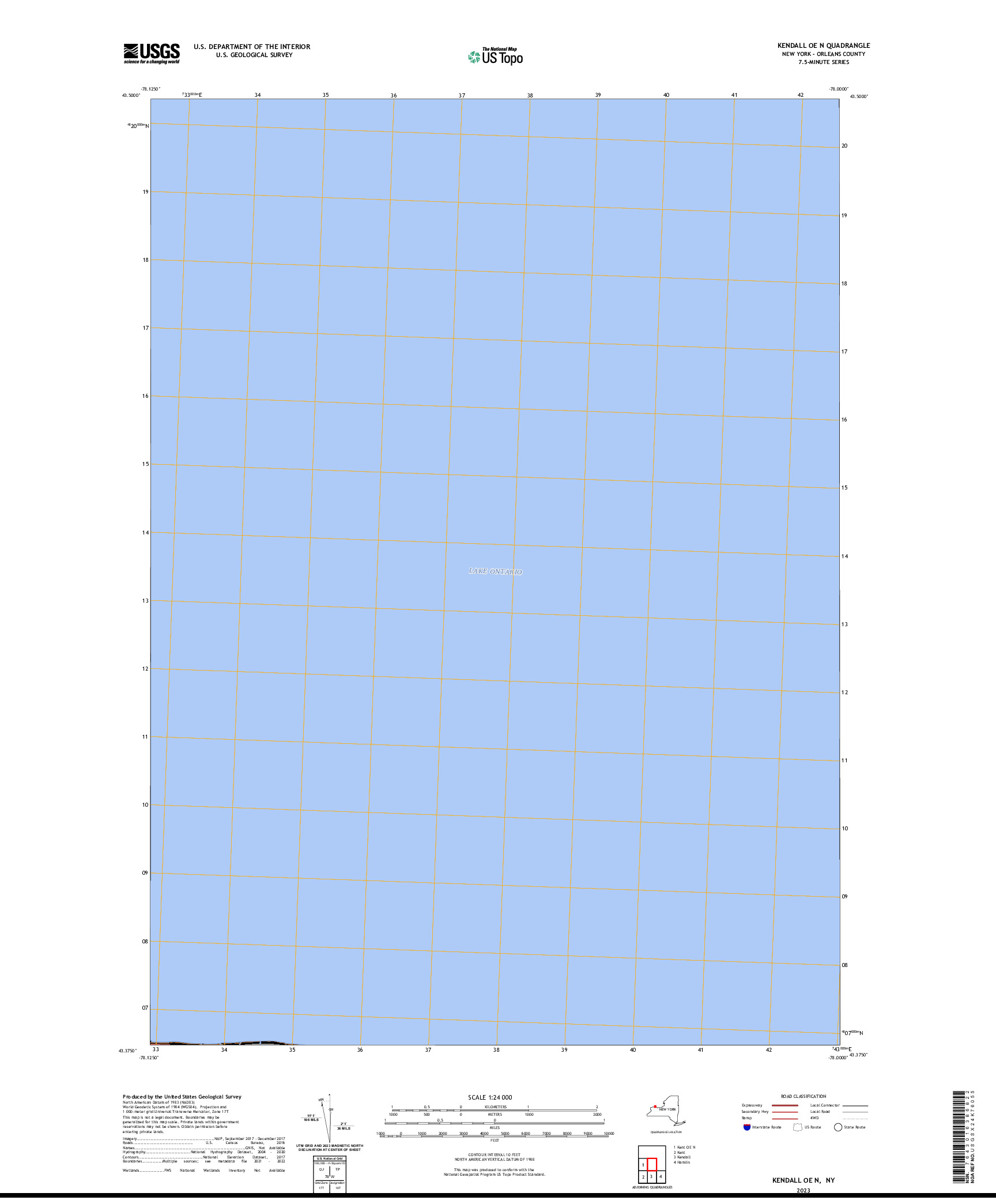 US TOPO 7.5-MINUTE MAP FOR KENDALL OE N, NY