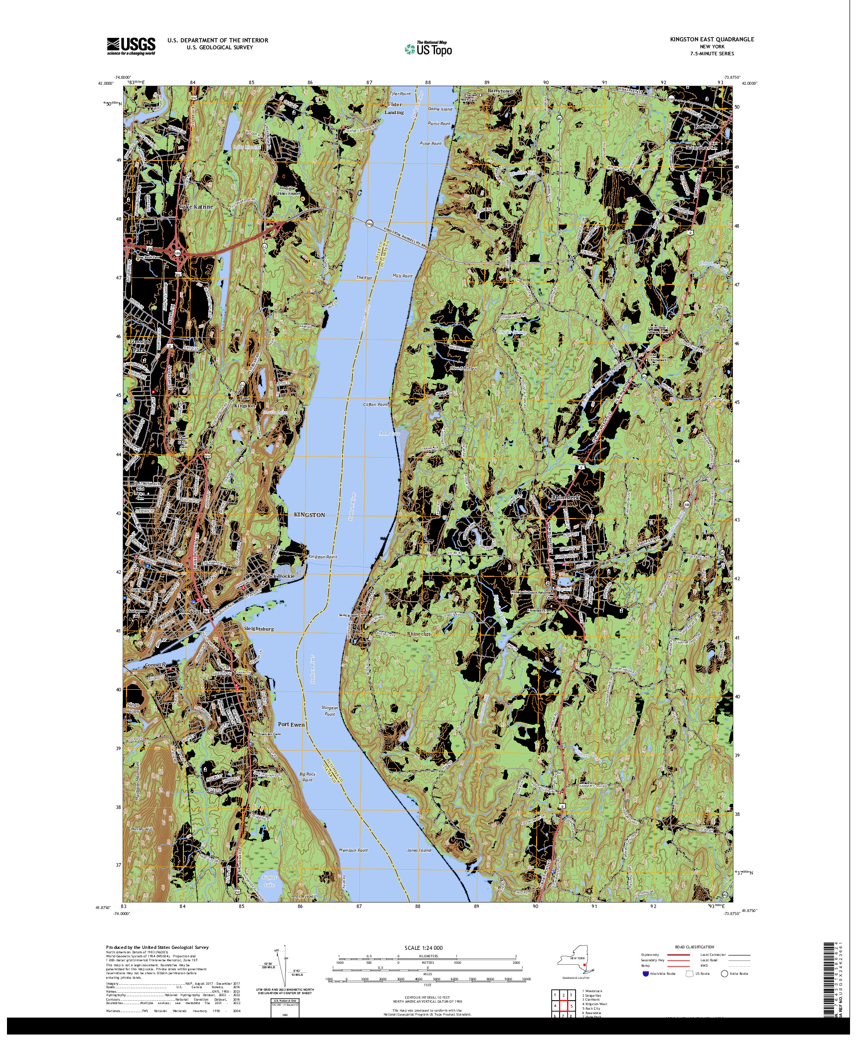 US TOPO 7.5-MINUTE MAP FOR KINGSTON EAST, NY