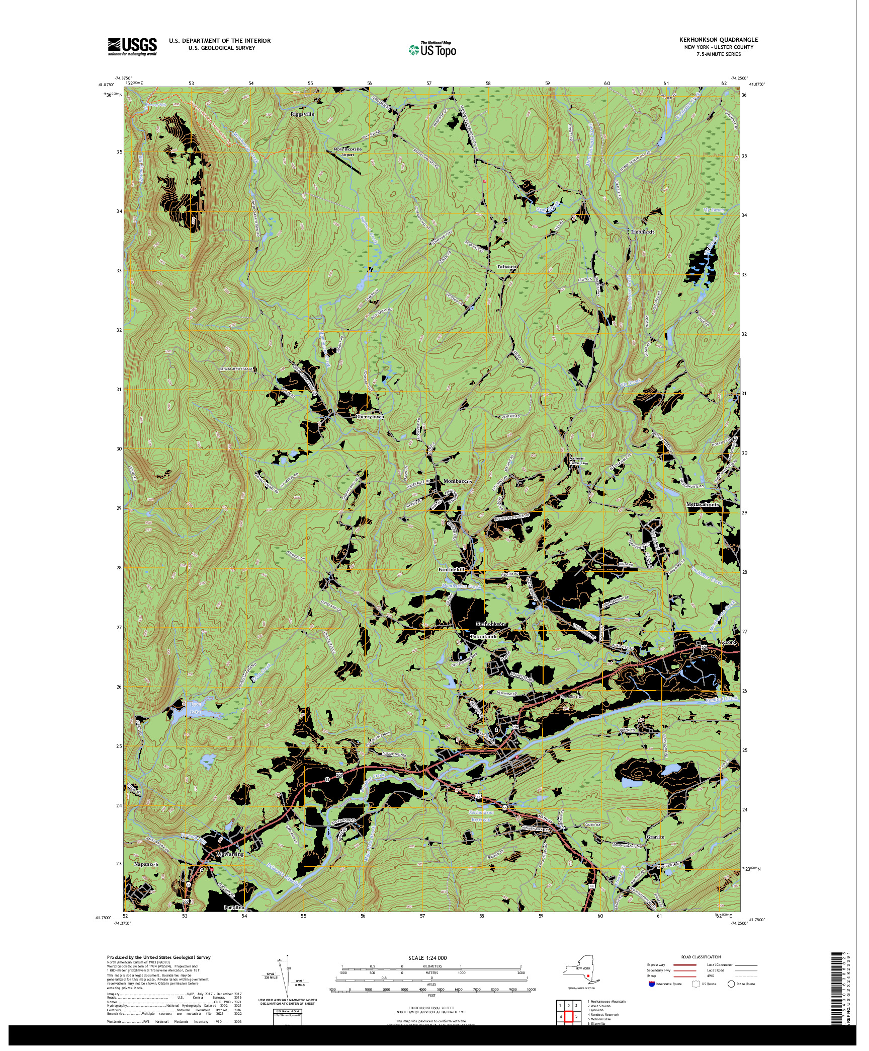 US TOPO 7.5-MINUTE MAP FOR KERHONKSON, NY