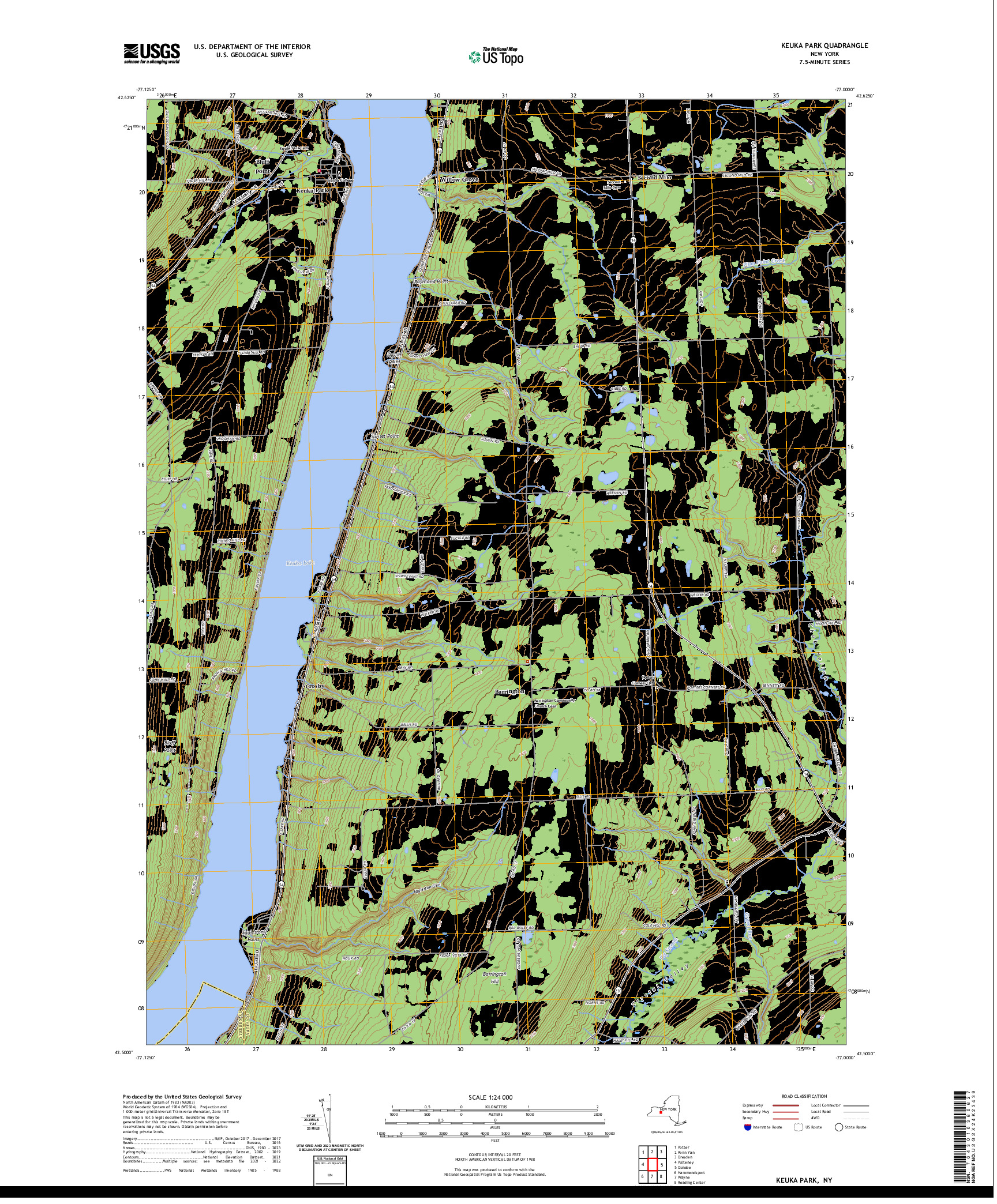 US TOPO 7.5-MINUTE MAP FOR KEUKA PARK, NY