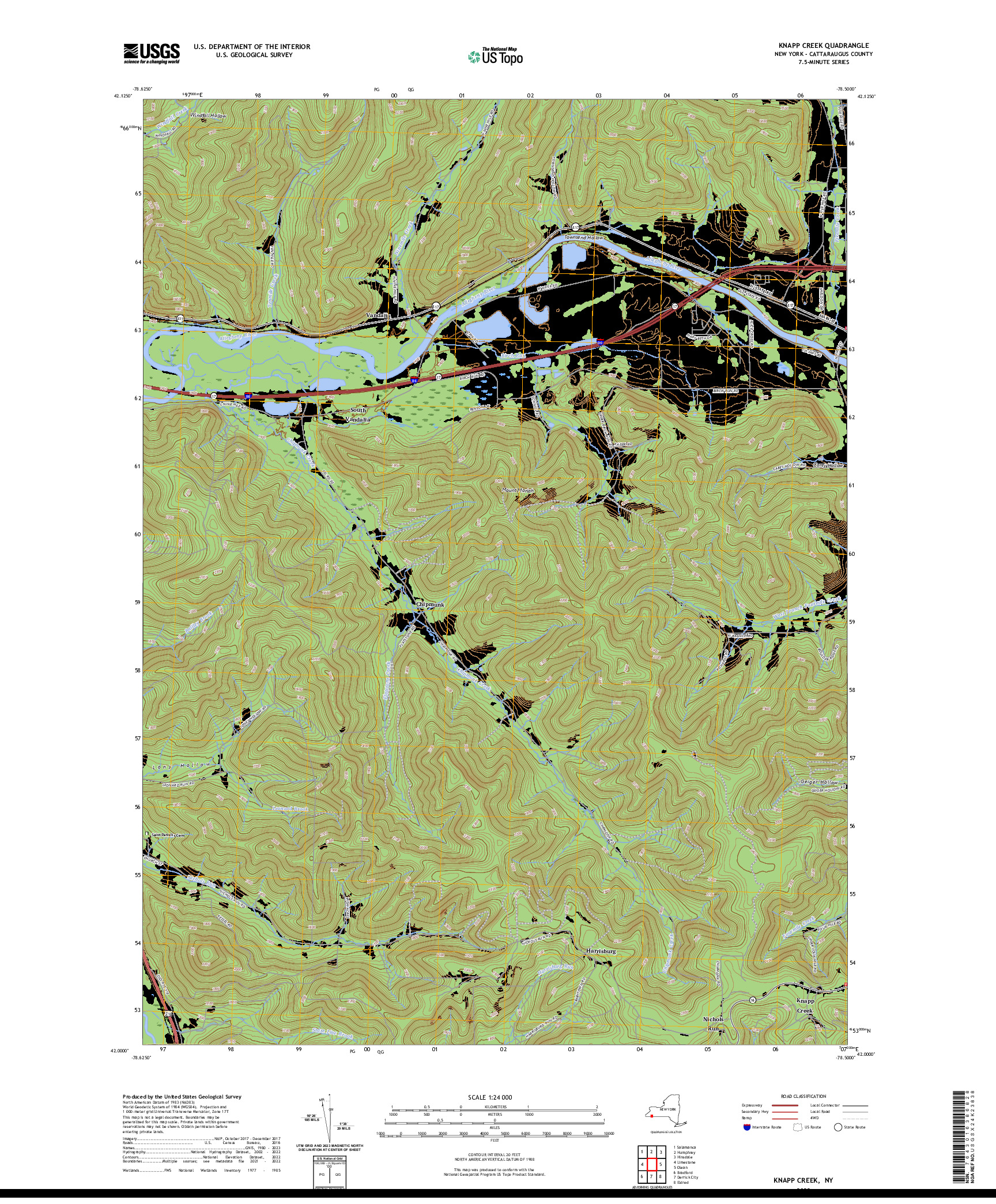 US TOPO 7.5-MINUTE MAP FOR KNAPP CREEK, NY