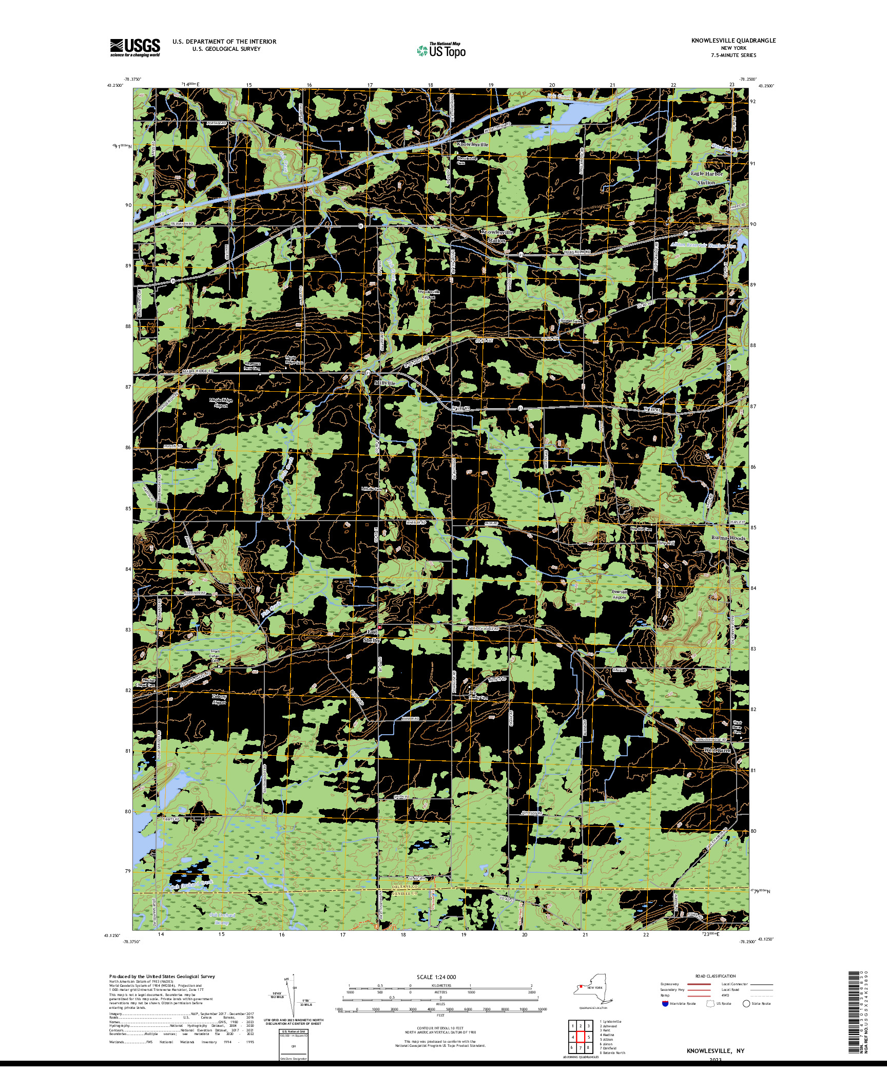 US TOPO 7.5-MINUTE MAP FOR KNOWLESVILLE, NY