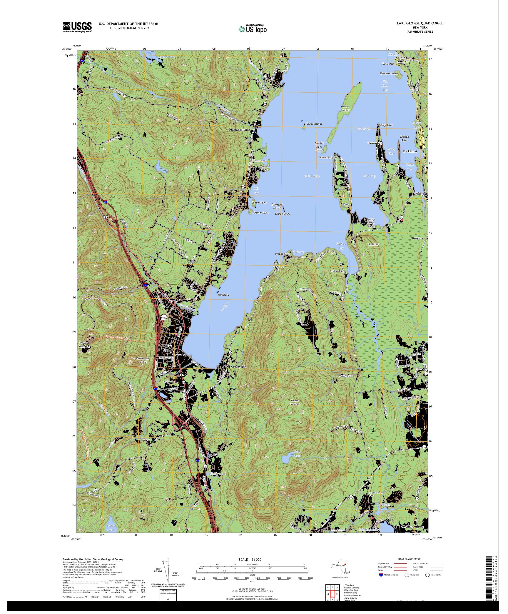 US TOPO 7.5-MINUTE MAP FOR LAKE GEORGE, NY