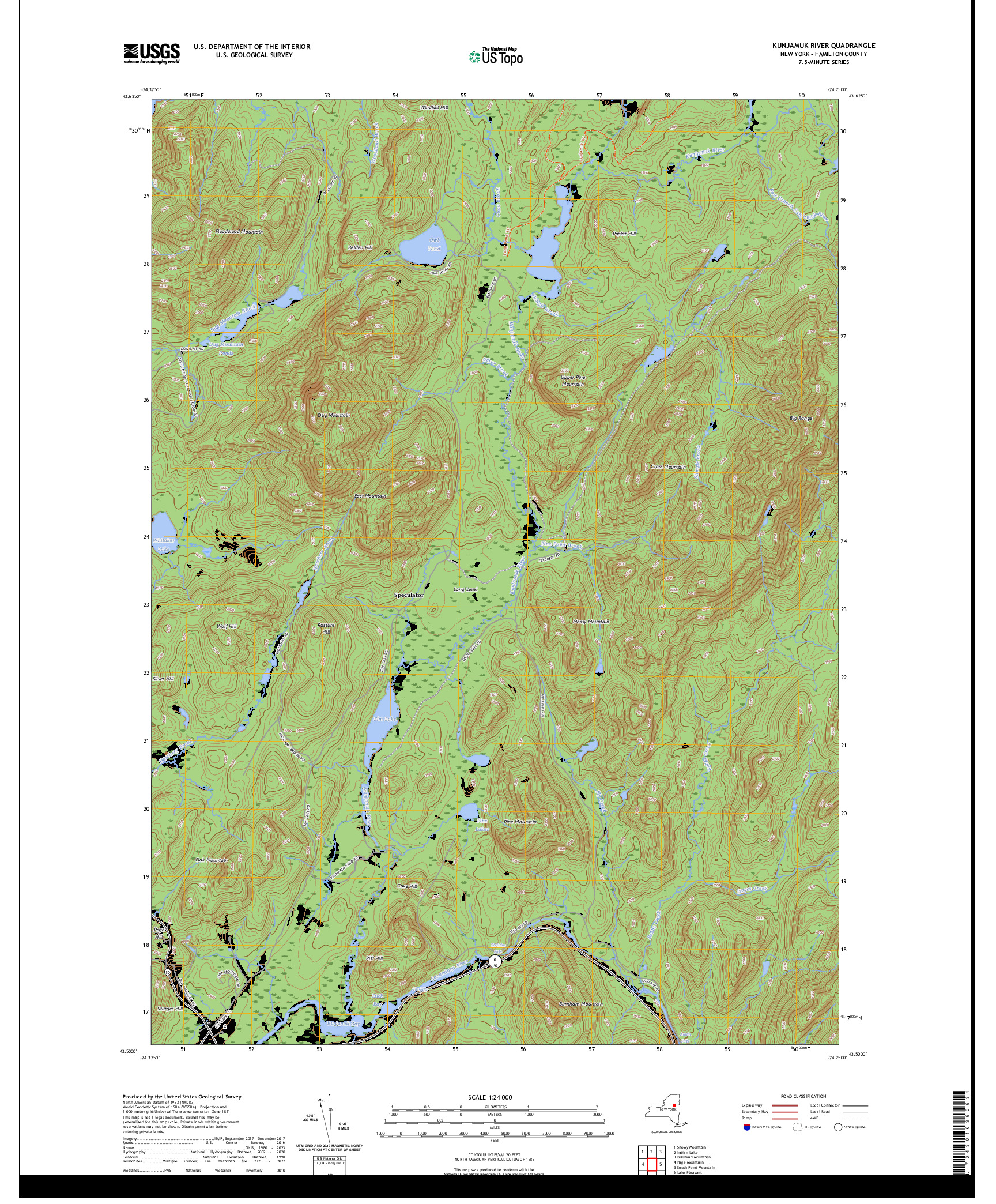 US TOPO 7.5-MINUTE MAP FOR KUNJAMUK RIVER, NY