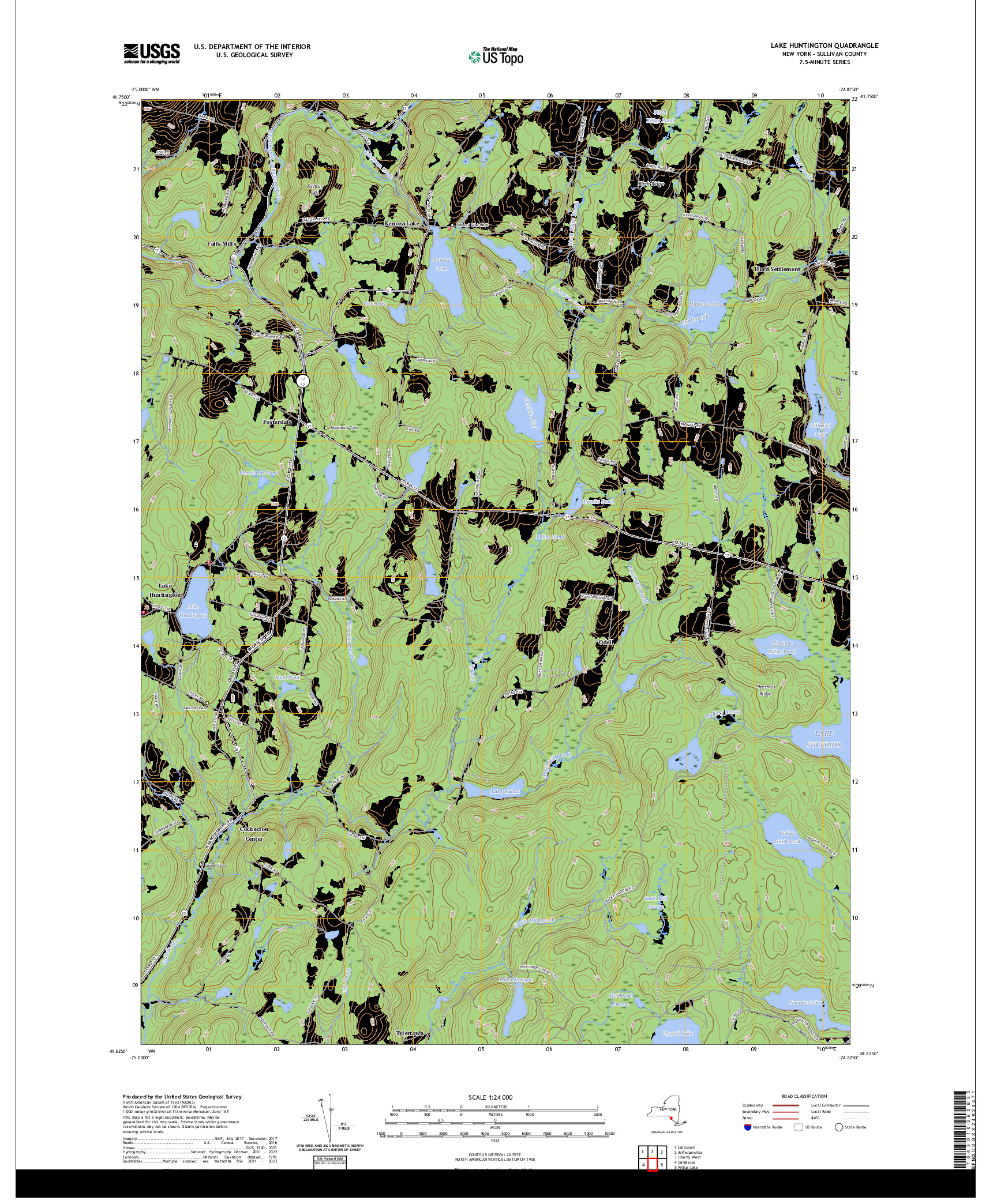 US TOPO 7.5-MINUTE MAP FOR LAKE HUNTINGTON, NY