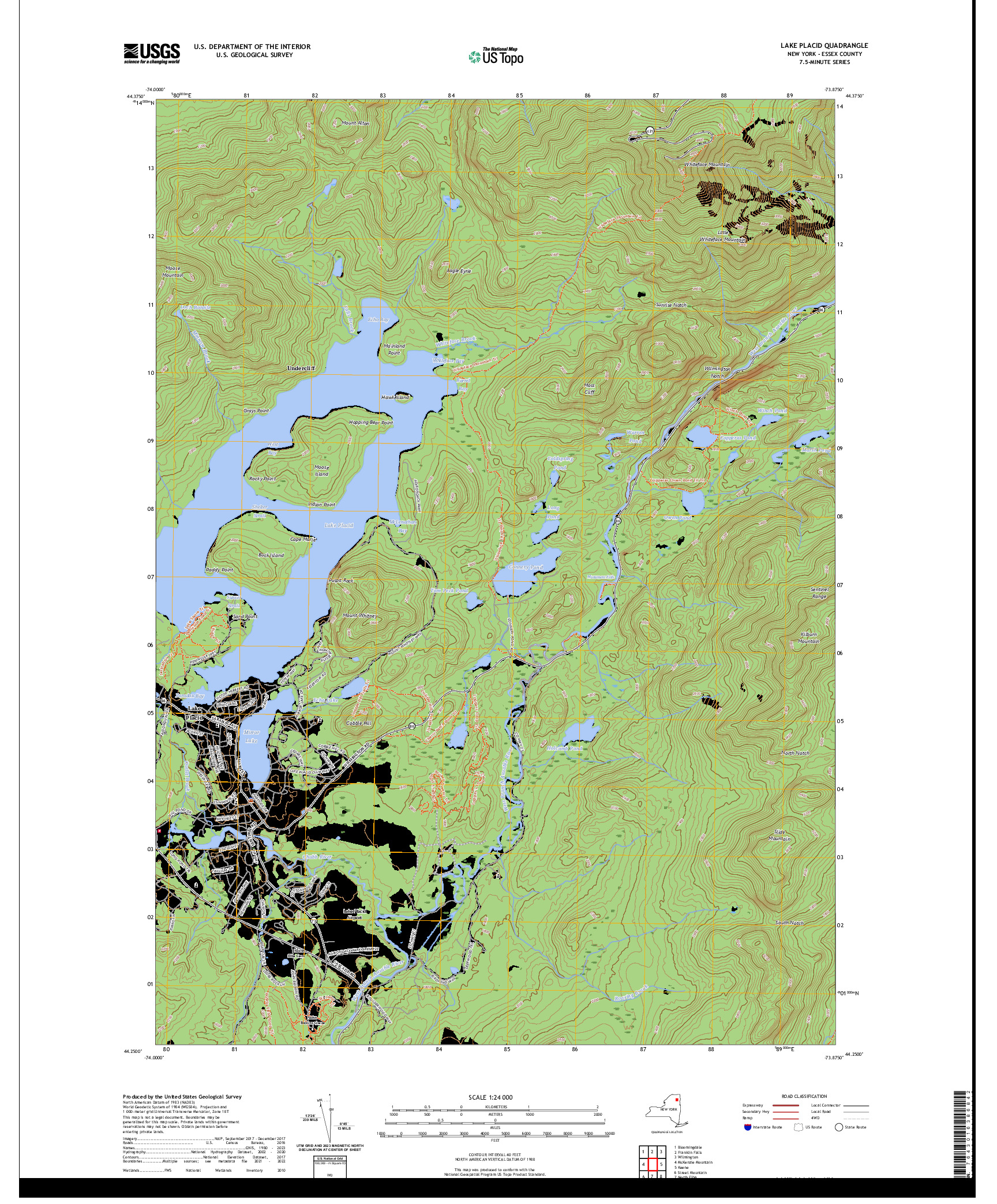 US TOPO 7.5-MINUTE MAP FOR LAKE PLACID, NY