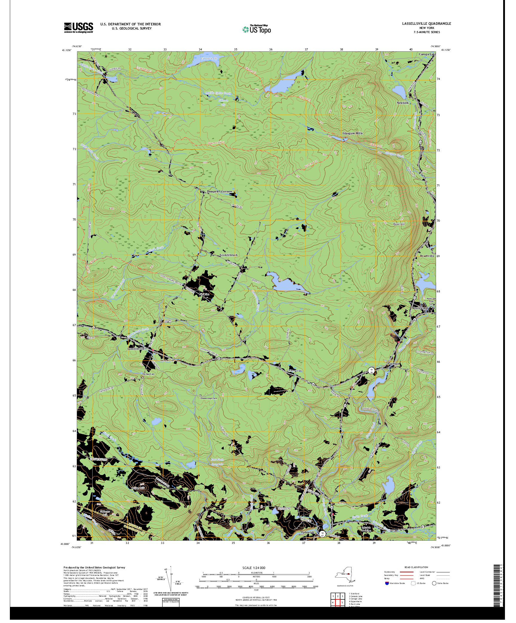 US TOPO 7.5-MINUTE MAP FOR LASSELLSVILLE, NY