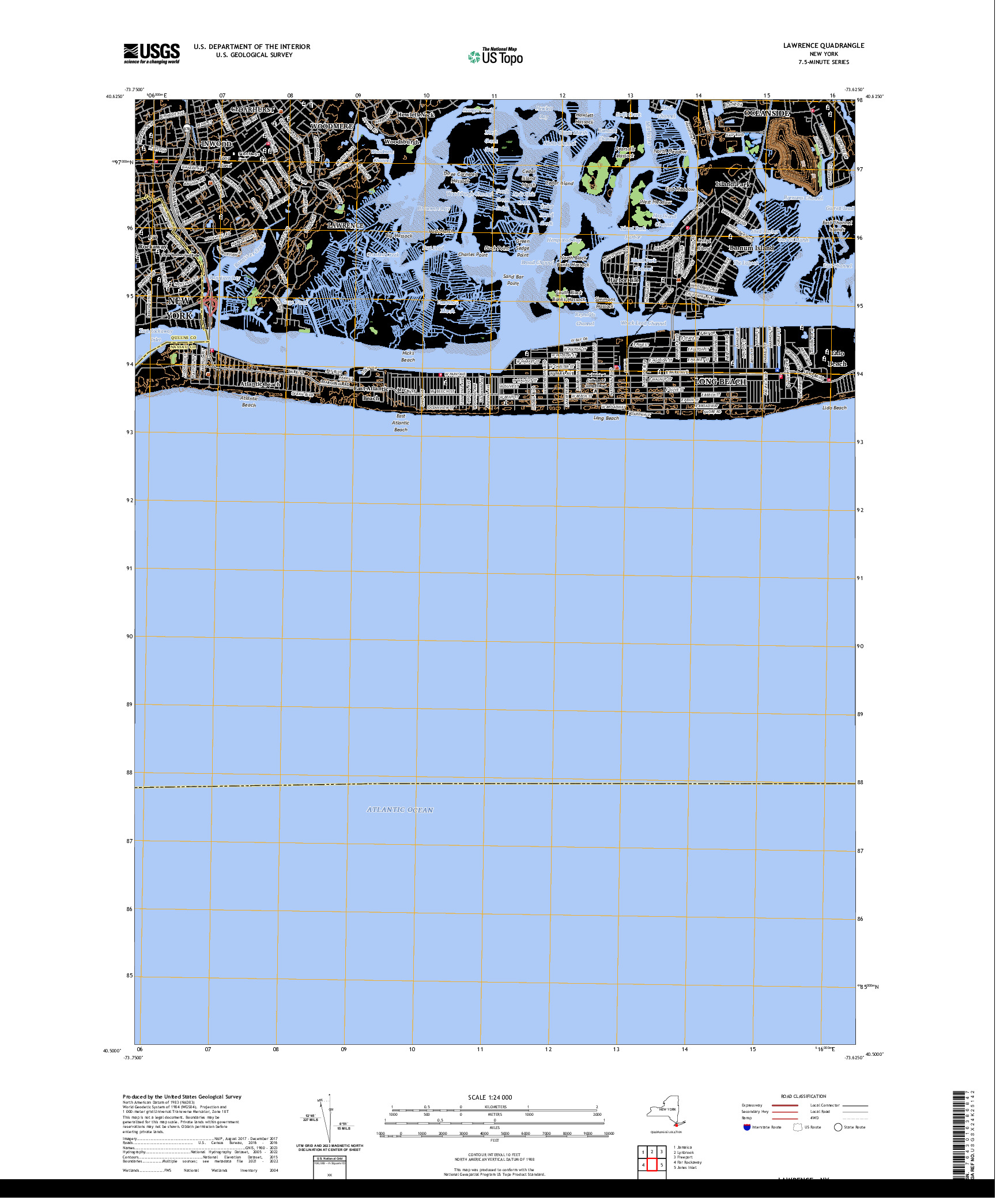 US TOPO 7.5-MINUTE MAP FOR LAWRENCE, NY