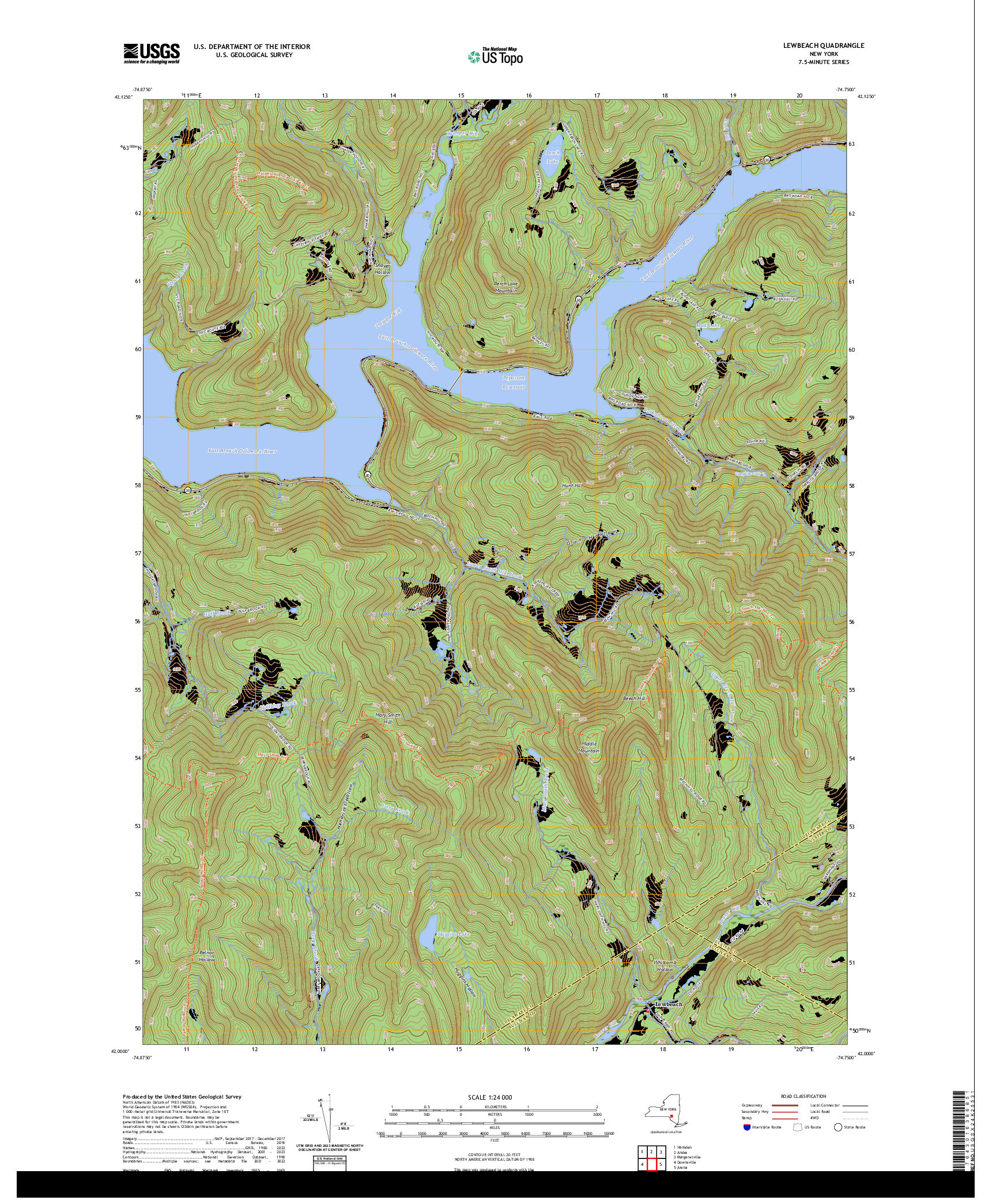 US TOPO 7.5-MINUTE MAP FOR LEWBEACH, NY