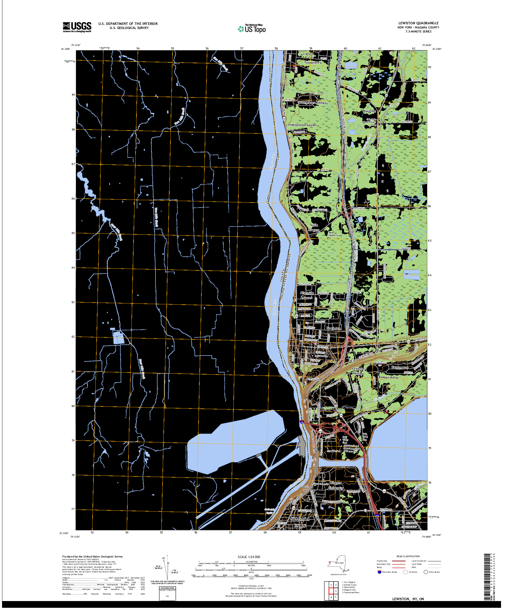 US TOPO 7.5-MINUTE MAP FOR LEWISTON, NY,ON