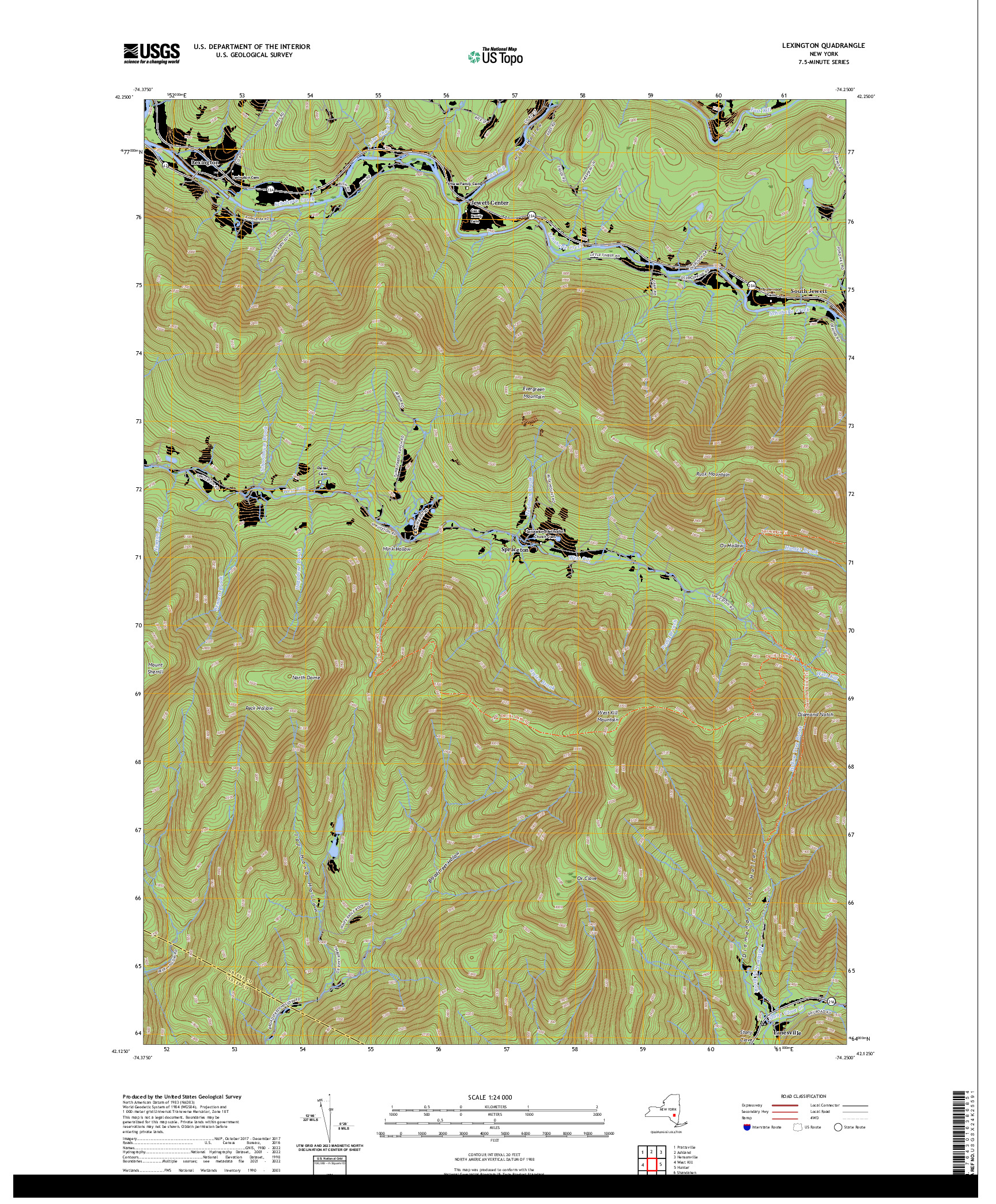 US TOPO 7.5-MINUTE MAP FOR LEXINGTON, NY