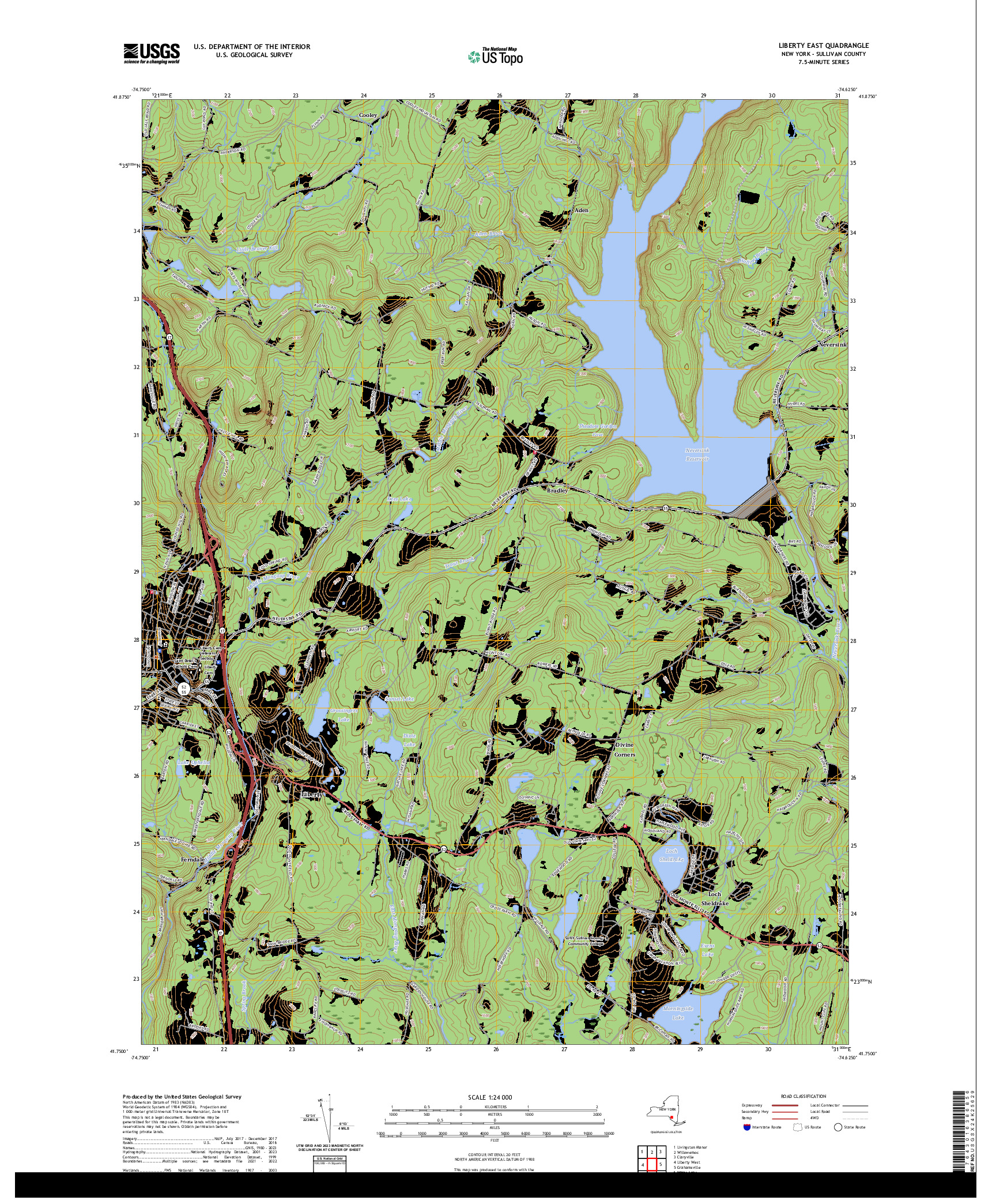 US TOPO 7.5-MINUTE MAP FOR LIBERTY EAST, NY