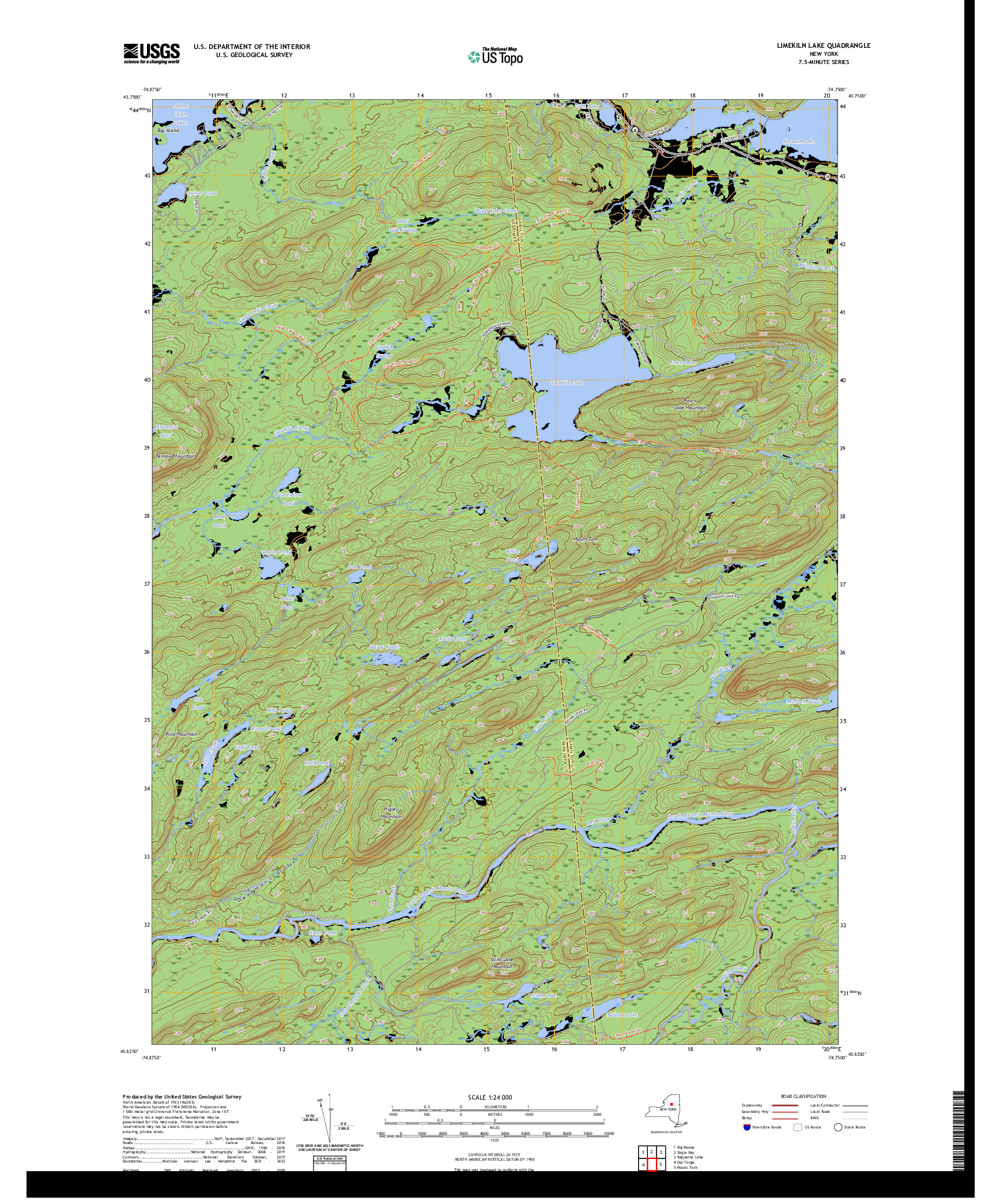 US TOPO 7.5-MINUTE MAP FOR LIMEKILN LAKE, NY