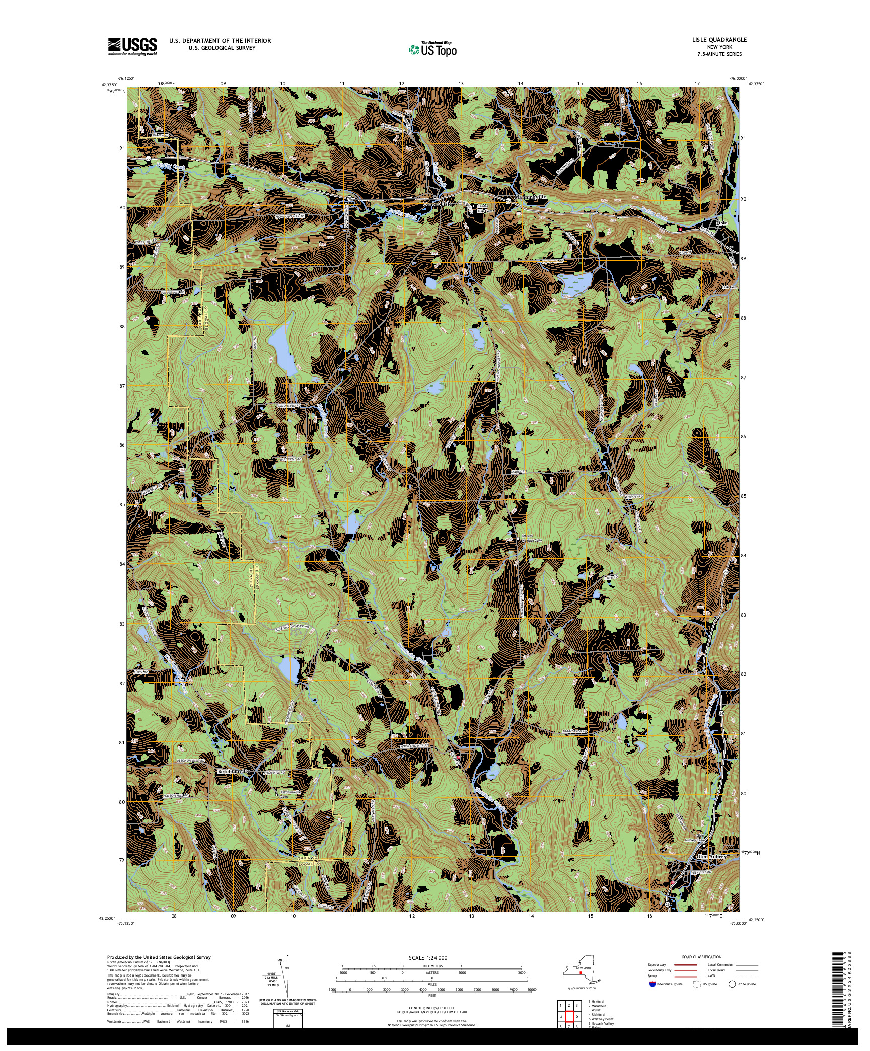 US TOPO 7.5-MINUTE MAP FOR LISLE, NY