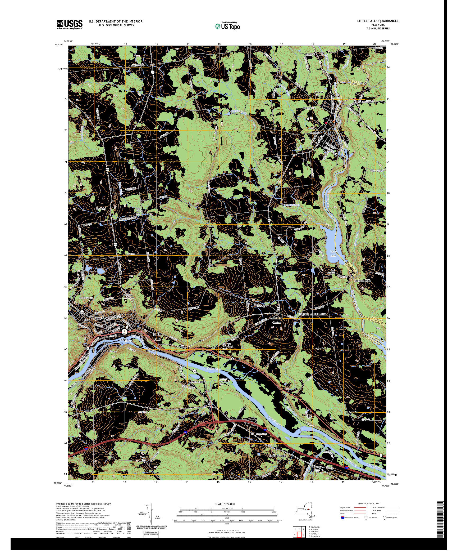 US TOPO 7.5-MINUTE MAP FOR LITTLE FALLS, NY