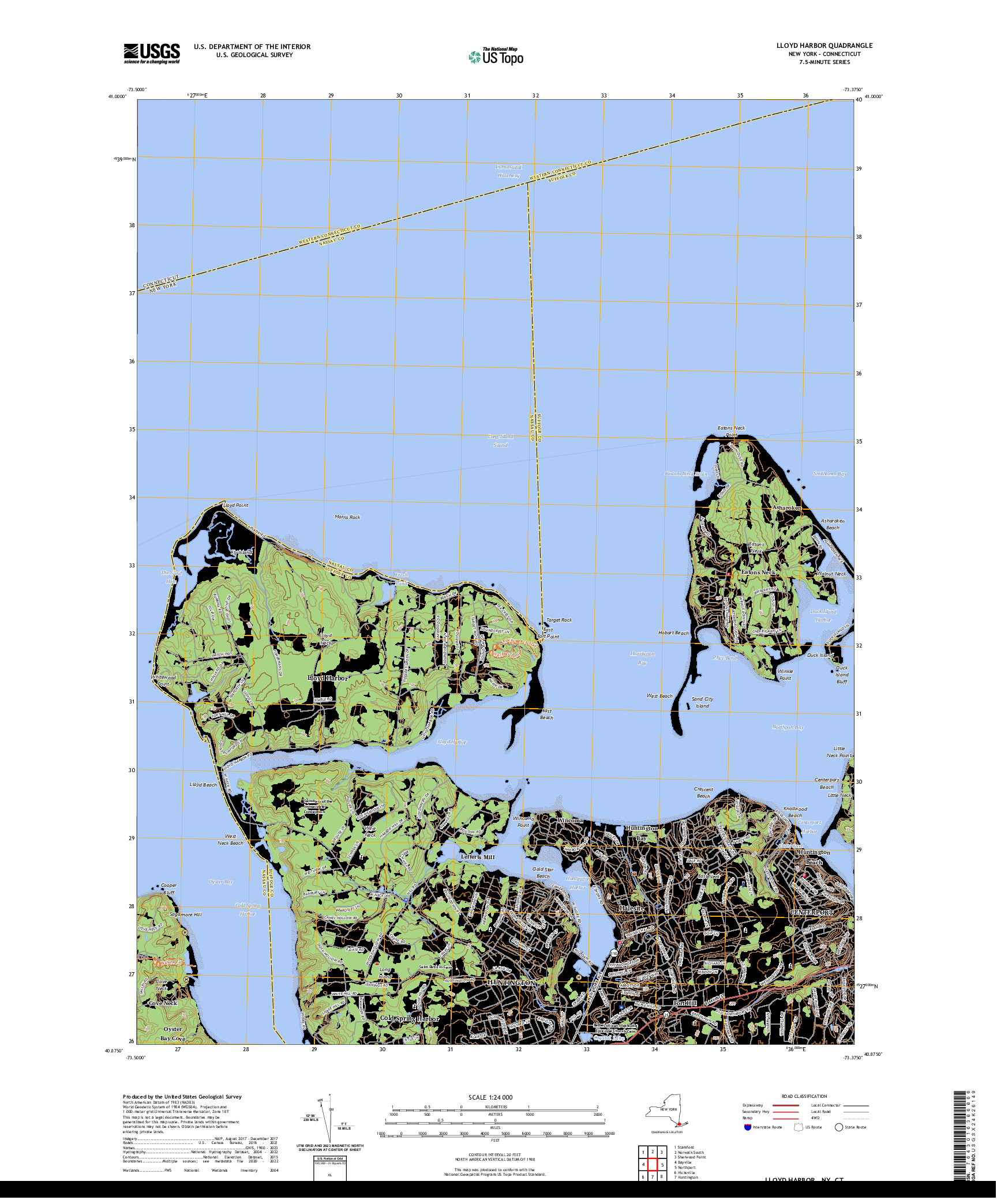 US TOPO 7.5-MINUTE MAP FOR LLOYD HARBOR, NY,CT