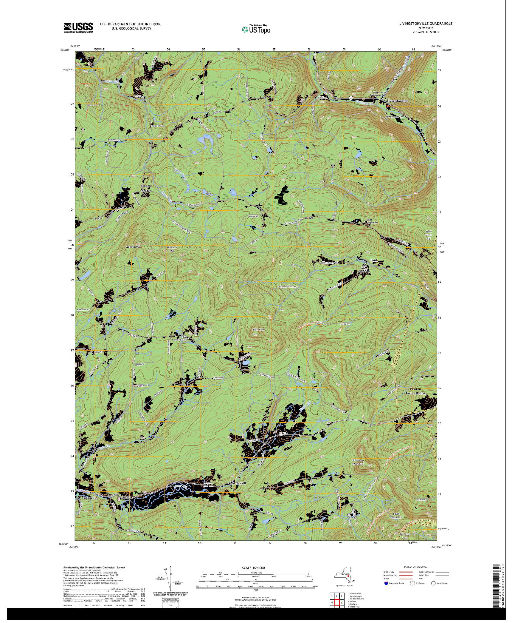 US TOPO 7.5-MINUTE MAP FOR LIVINGSTONVILLE, NY