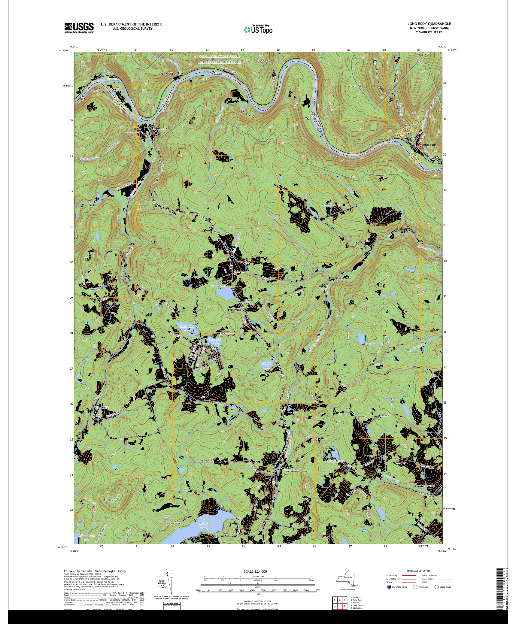 US TOPO 7.5-MINUTE MAP FOR LONG EDDY, NY,PA