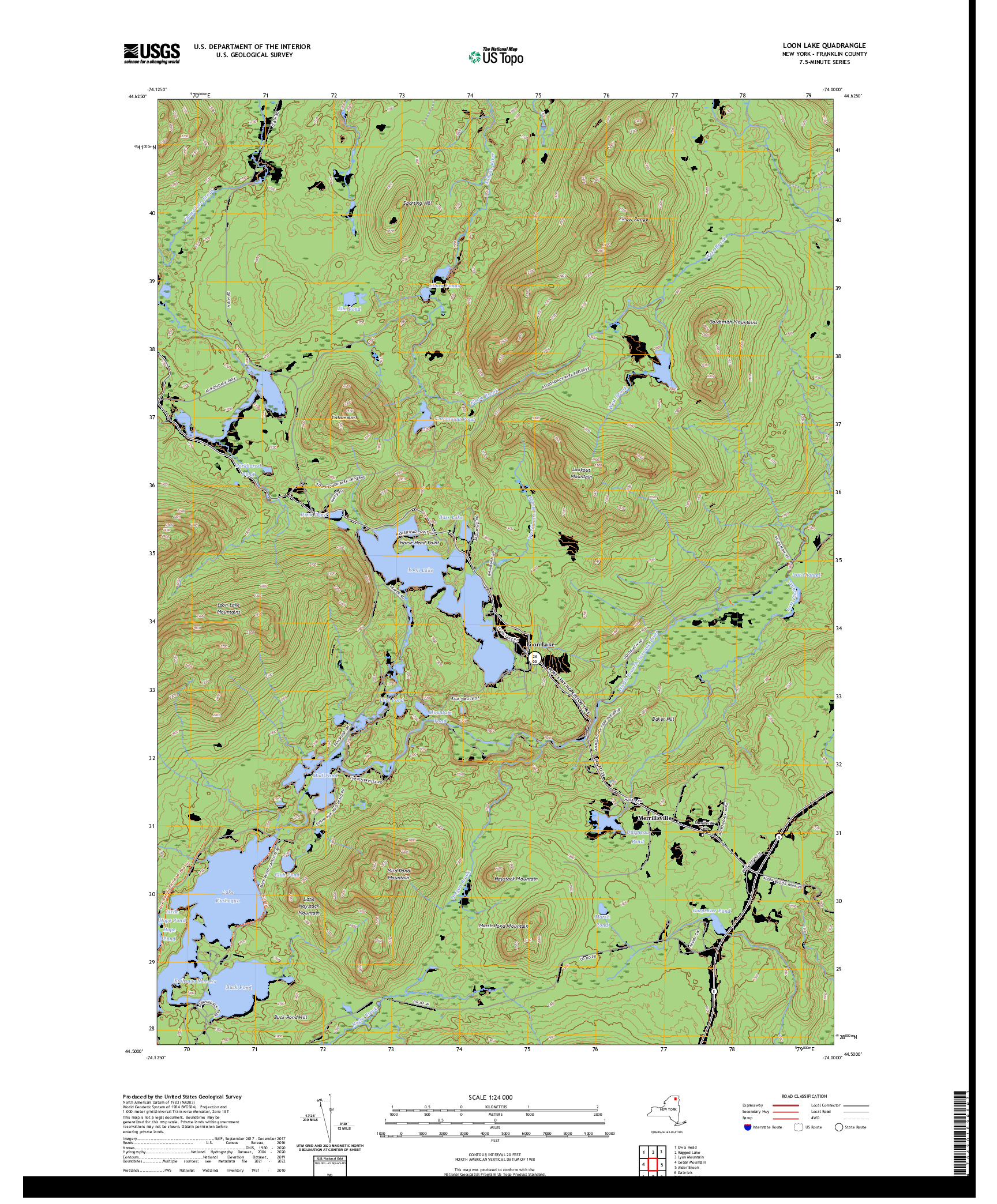 US TOPO 7.5-MINUTE MAP FOR LOON LAKE, NY