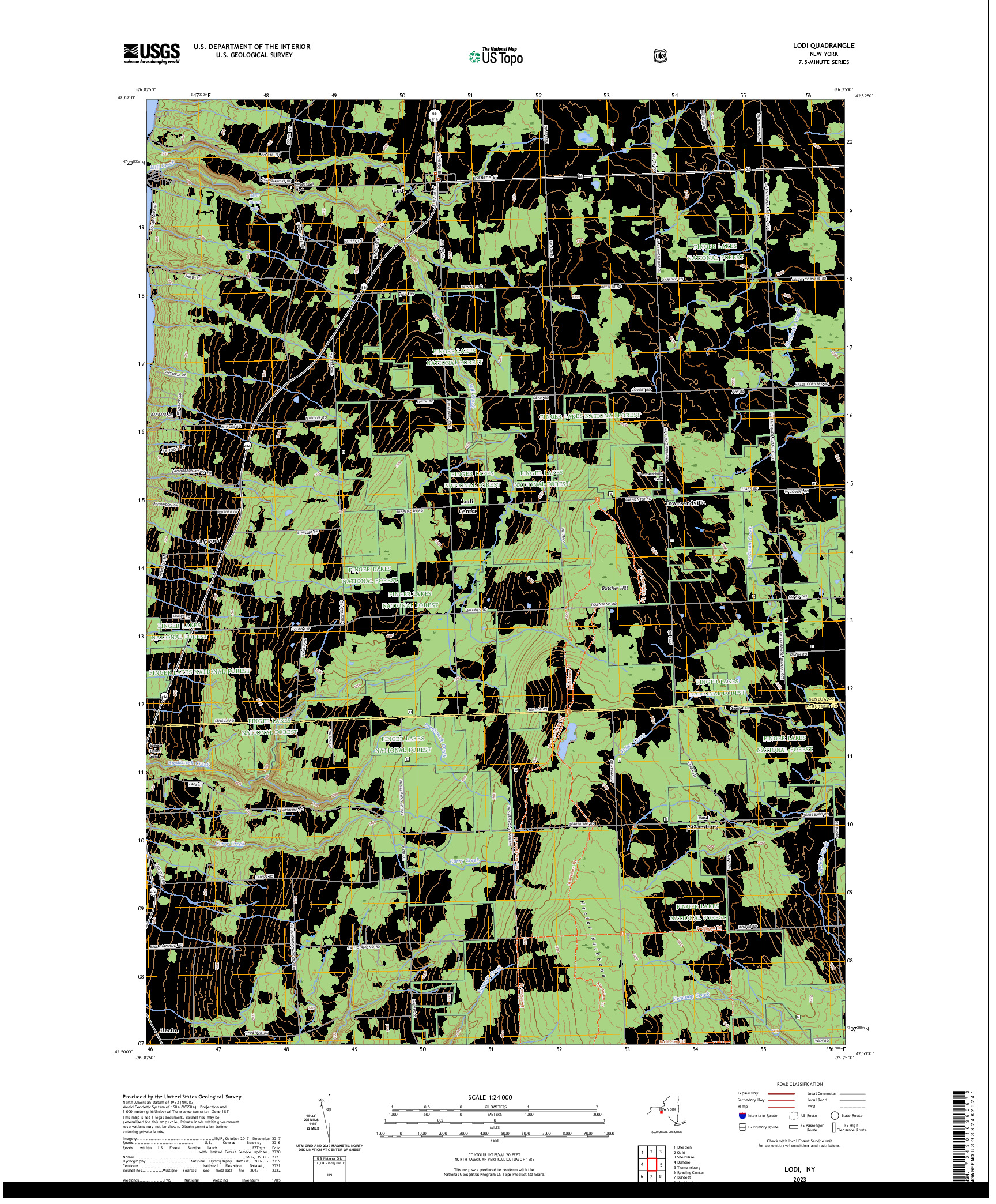 US TOPO 7.5-MINUTE MAP FOR LODI, NY