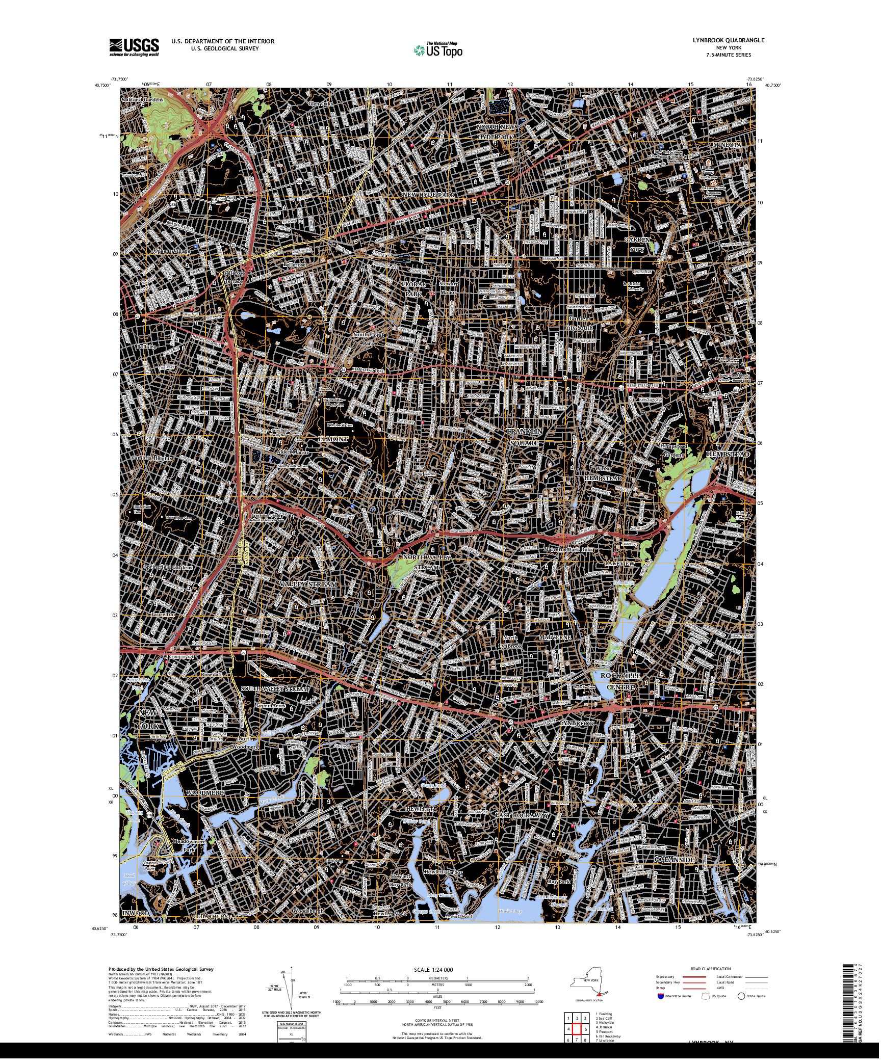 US TOPO 7.5-MINUTE MAP FOR LYNBROOK, NY