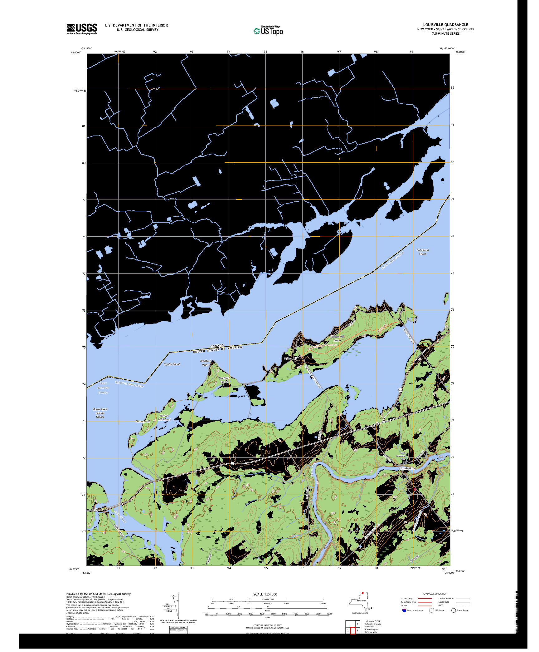 US TOPO 7.5-MINUTE MAP FOR LOUISVILLE, NY,ON