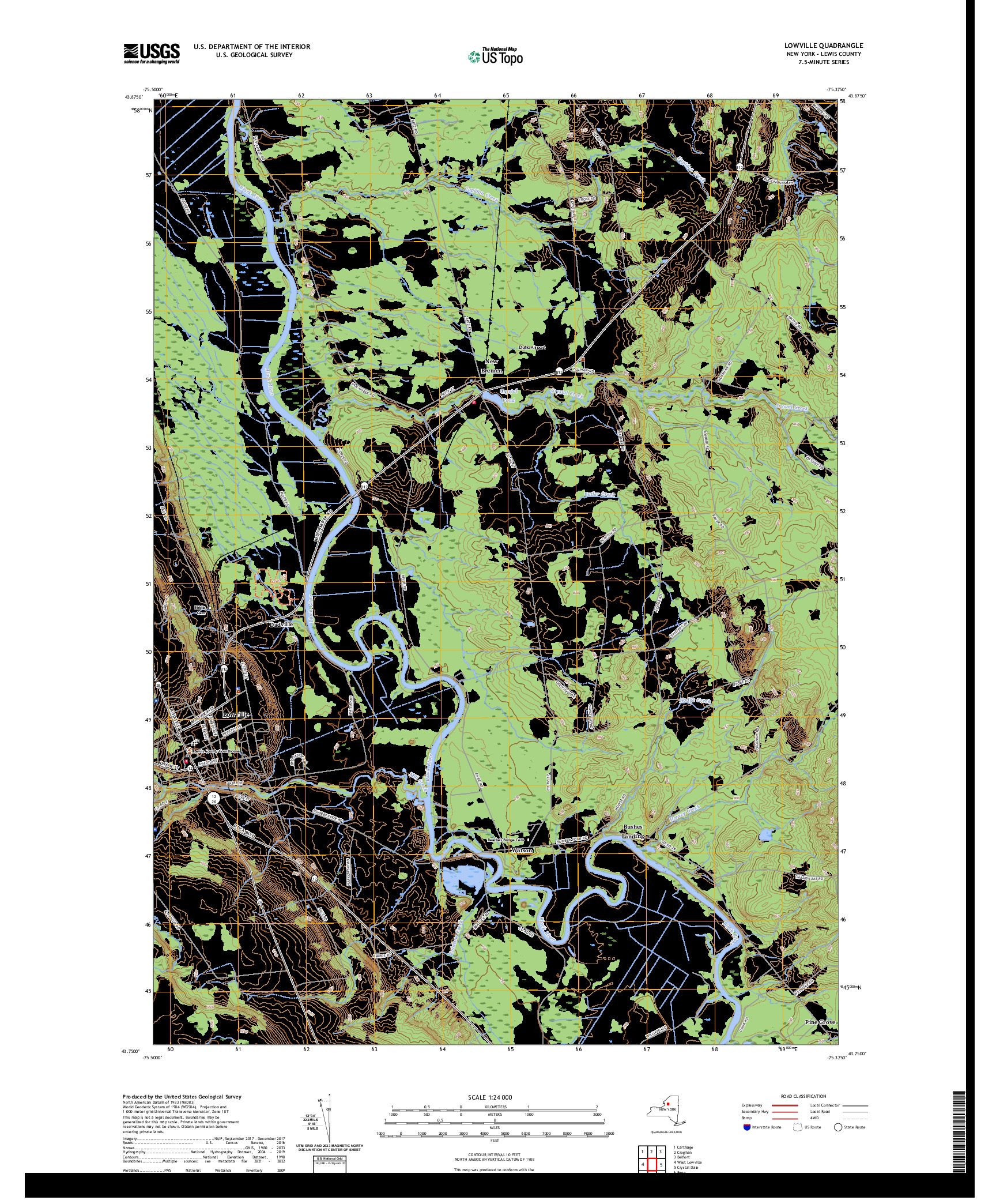 US TOPO 7.5-MINUTE MAP FOR LOWVILLE, NY