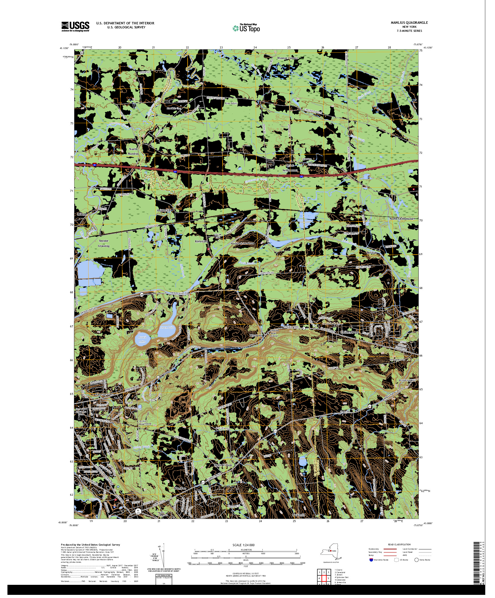 US TOPO 7.5-MINUTE MAP FOR MANLIUS, NY