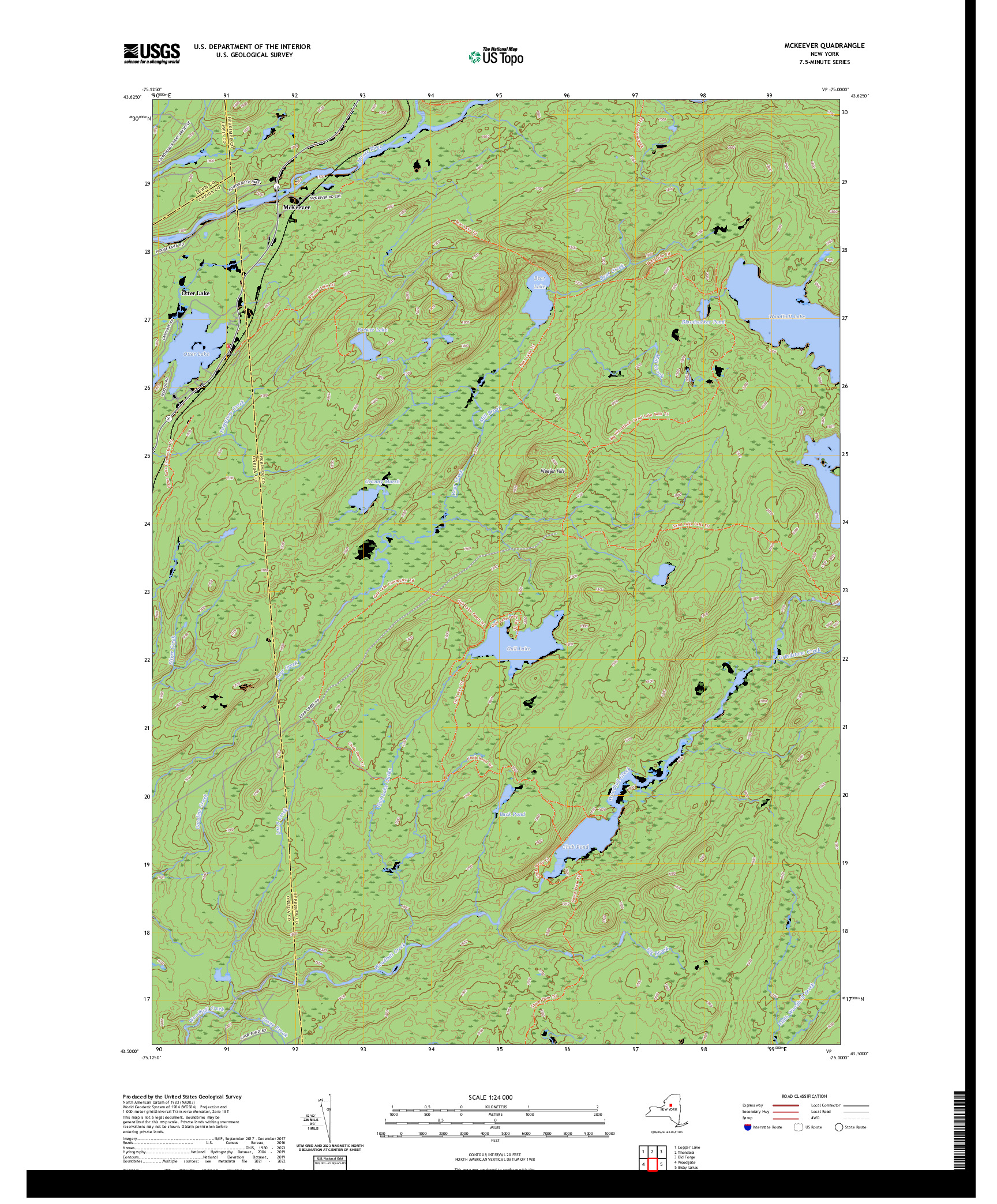 US TOPO 7.5-MINUTE MAP FOR MCKEEVER, NY