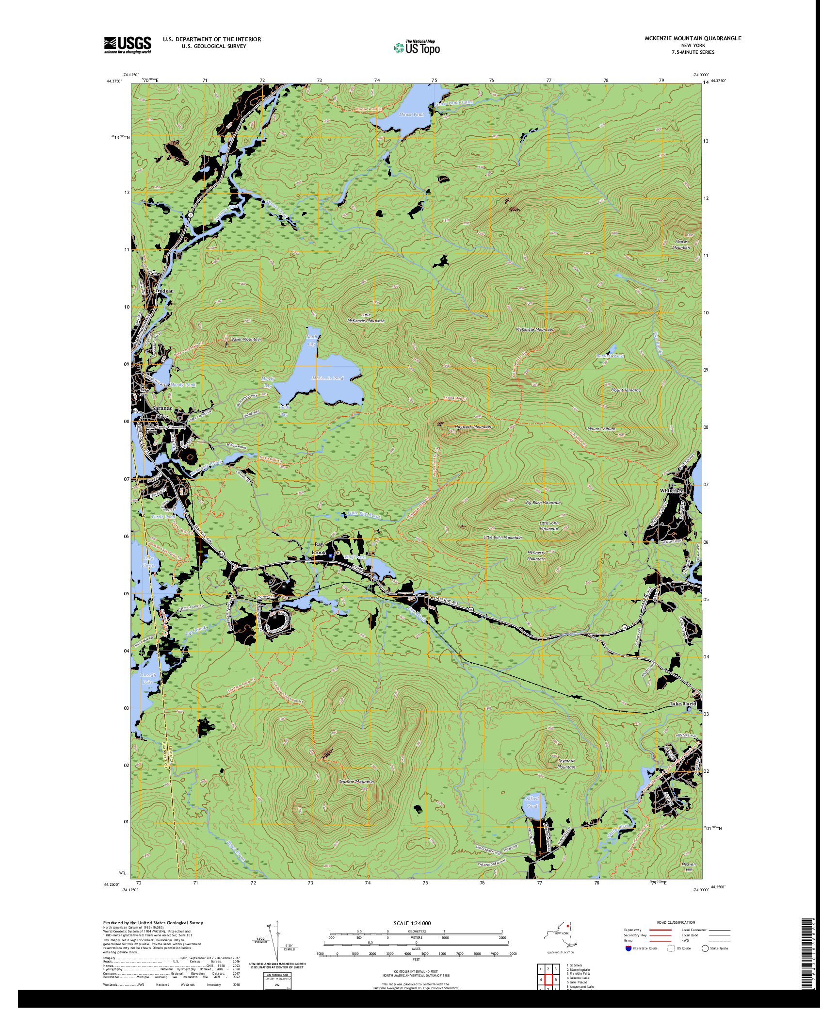 US TOPO 7.5-MINUTE MAP FOR MCKENZIE MOUNTAIN, NY