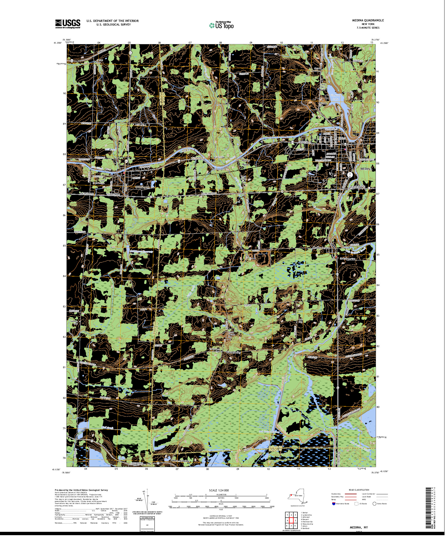 US TOPO 7.5-MINUTE MAP FOR MEDINA, NY