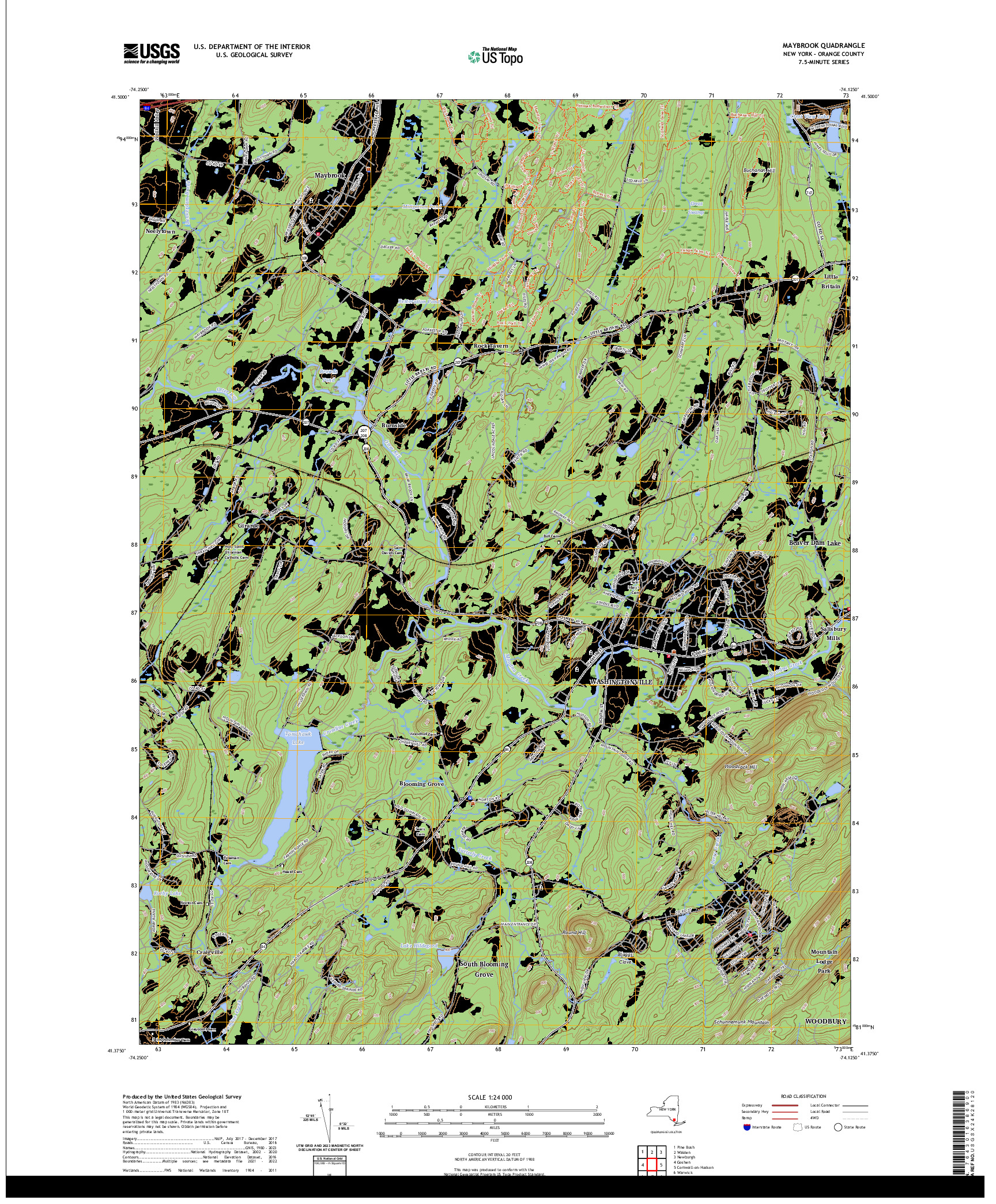 US TOPO 7.5-MINUTE MAP FOR MAYBROOK, NY