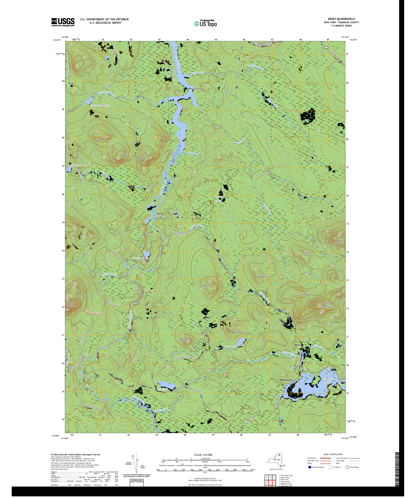 US TOPO 7.5-MINUTE MAP FOR MENO, NY