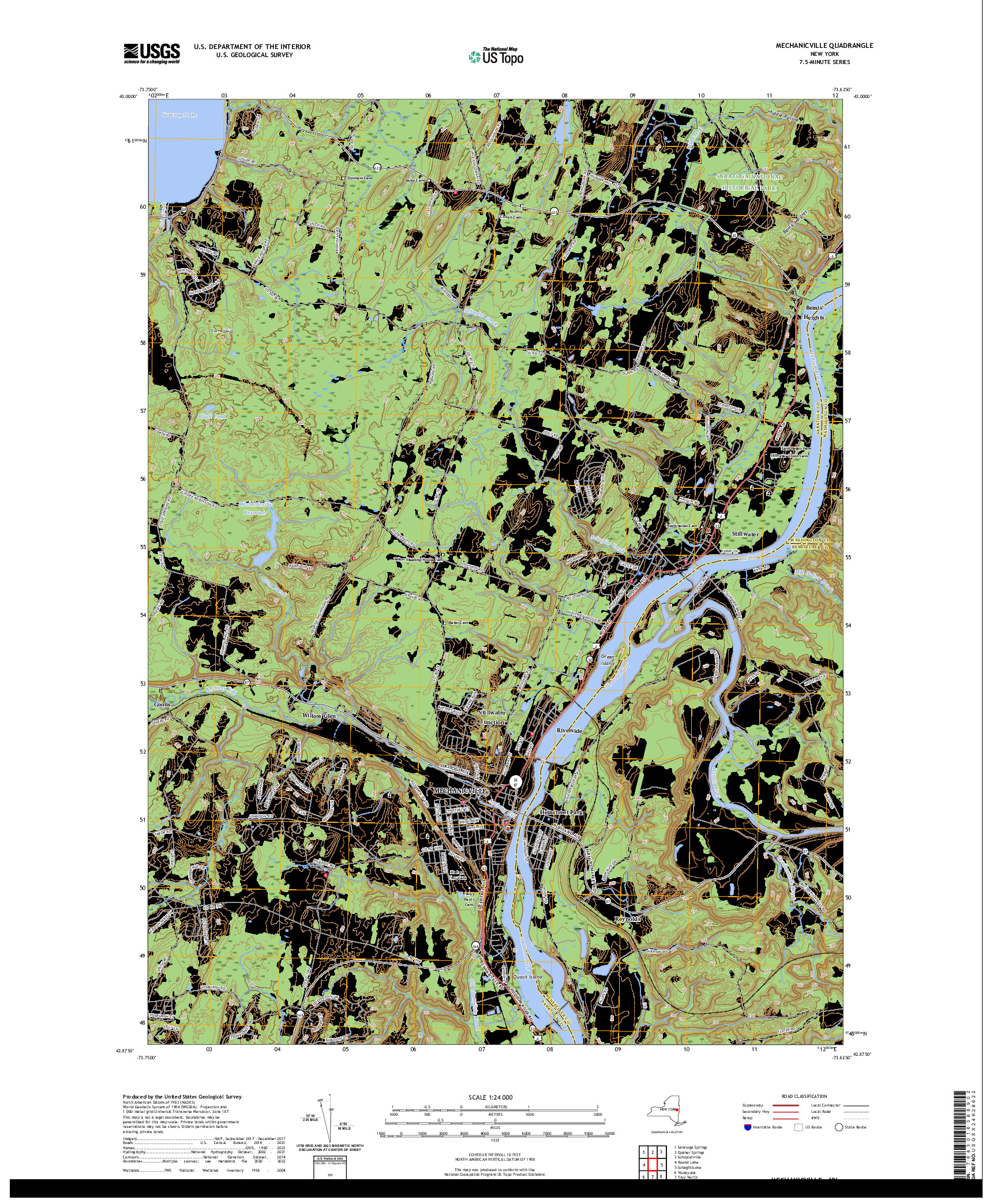 US TOPO 7.5-MINUTE MAP FOR MECHANICVILLE, NY