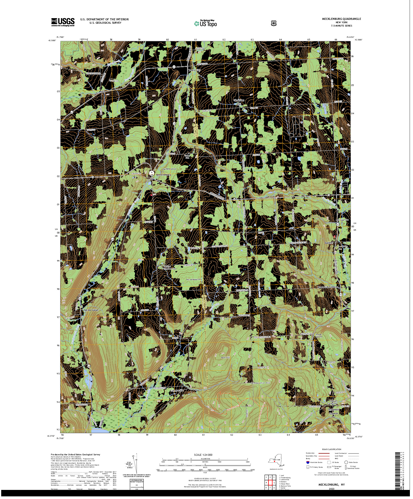 US TOPO 7.5-MINUTE MAP FOR MECKLENBURG, NY